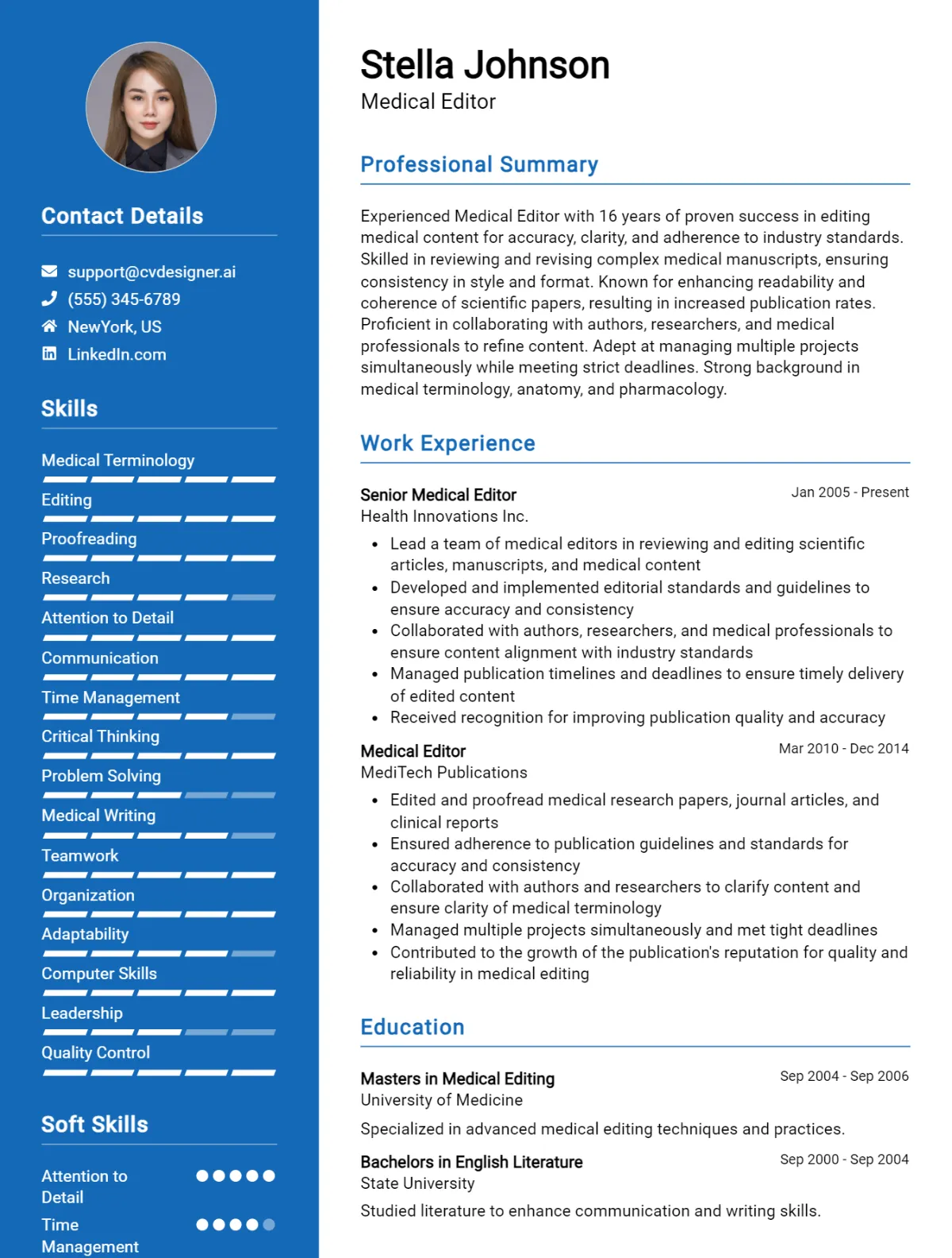 Medical Editor CV Example For 2026: Ultimate Guide Preview