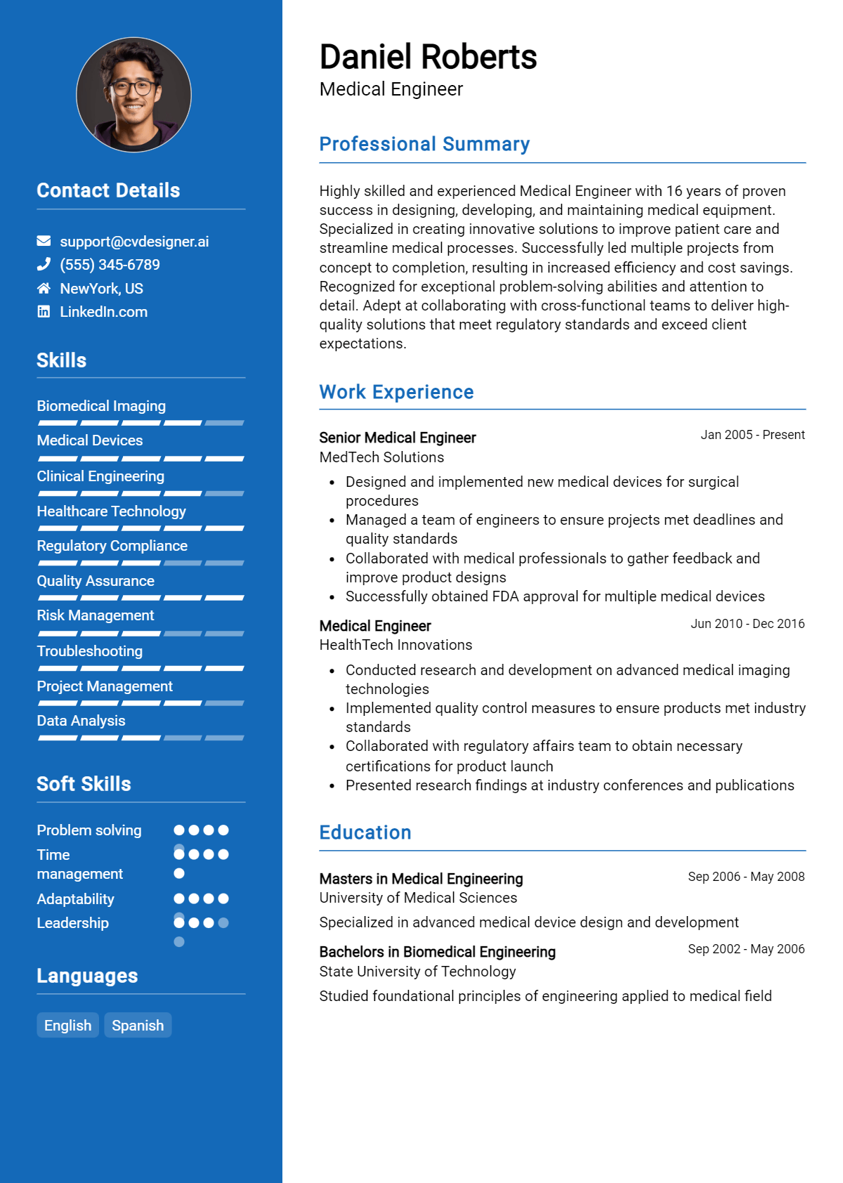 Medical Engineer Resume Example for 2026: Samples & Best Practices Preview