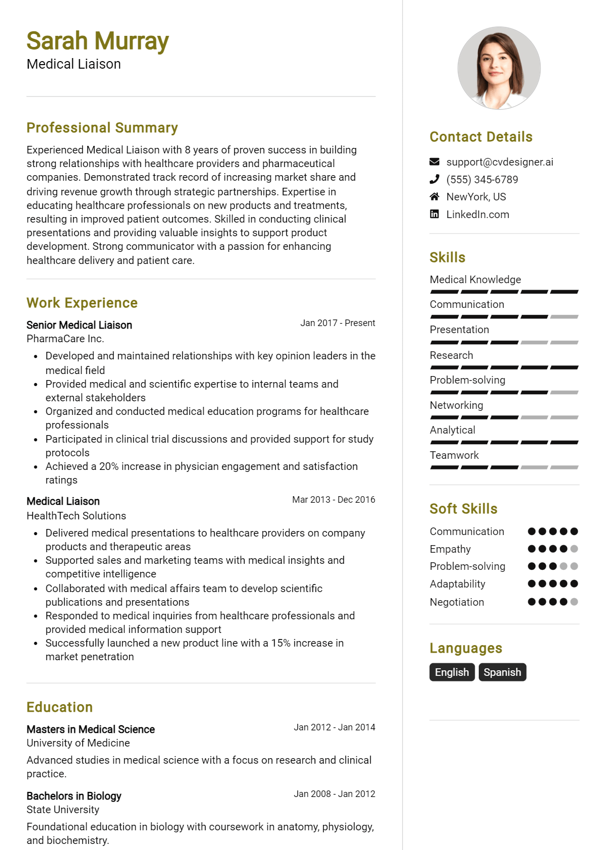 Medical Liaison Resume Example for 2026: Tips & Templates Preview