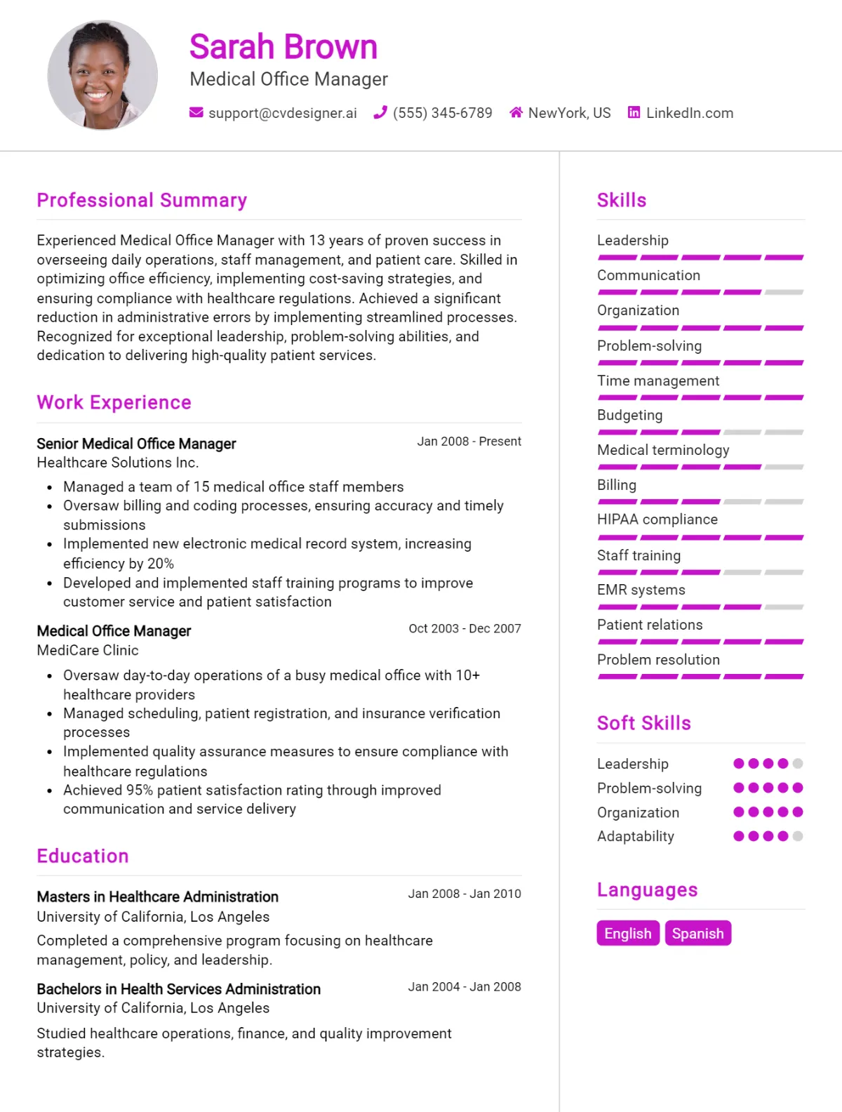 Medical Office Manager CV Example For 2026: How to Create a Professional CV Preview
