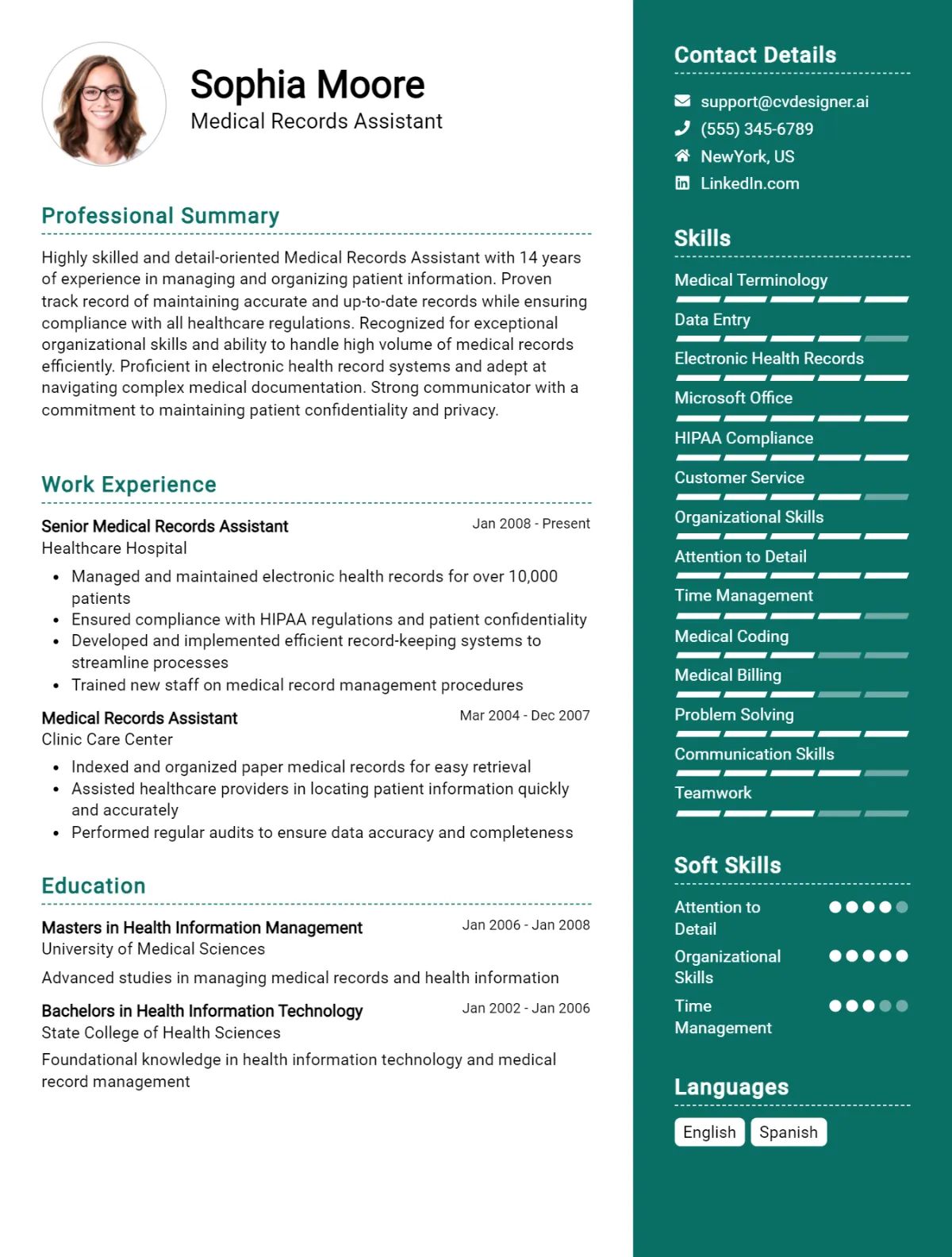 Medical Records Assistant CV Example For 2026: Tips & Templates Preview