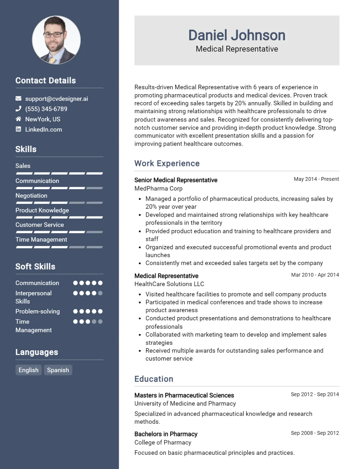 Medical Representative CV Example For 2026: Free Downloadable Templates Preview