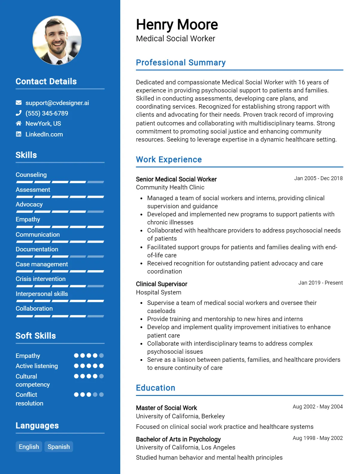 Medical Social Worker CV Example For 2026: Free Downloadable Templates Preview