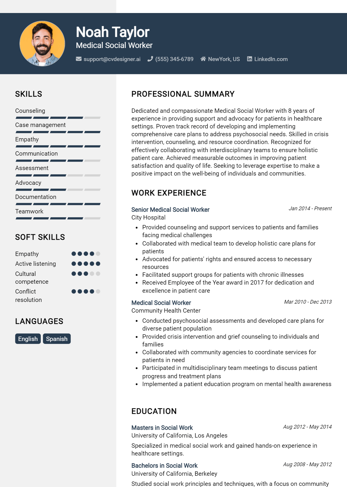 Medical Social Worker Resume Example for 2026: Free Downloadable Templates Preview