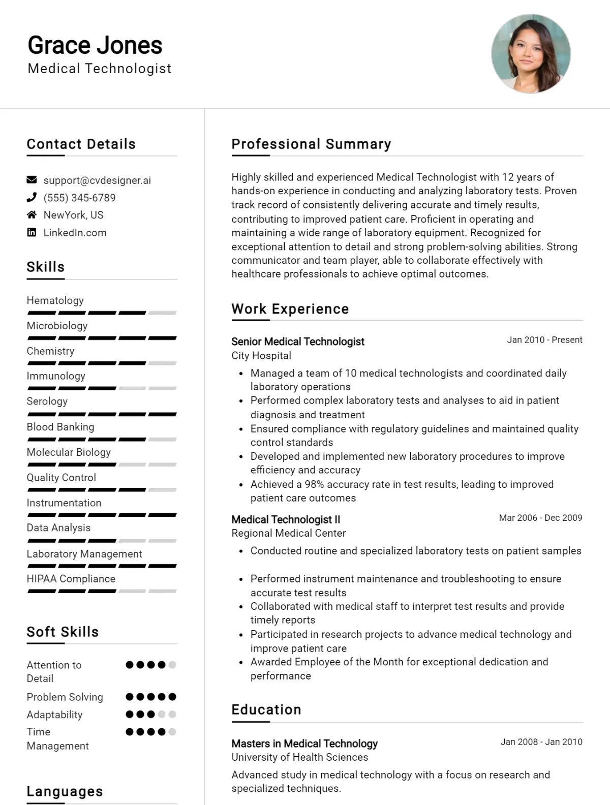 Medical Technologist CV Example For 2026: Top Tips & Samples Preview