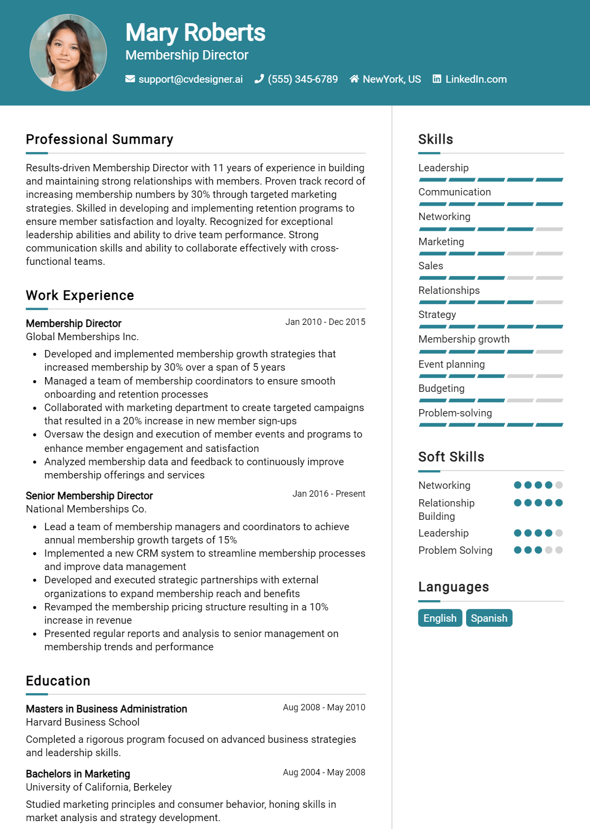 Membership Director Resume Example for 2026: Resume Guide Preview
