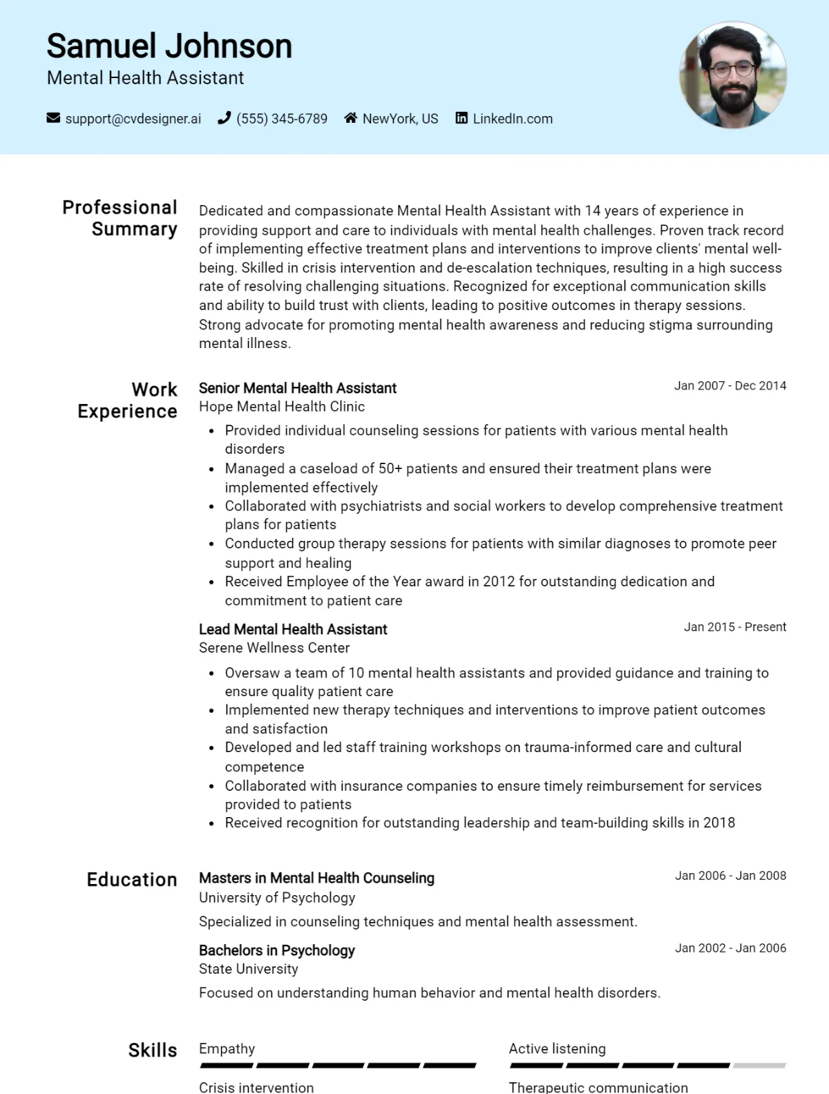 Mental Health Assistant CV Example For 2026: Ultimate Guide Preview
