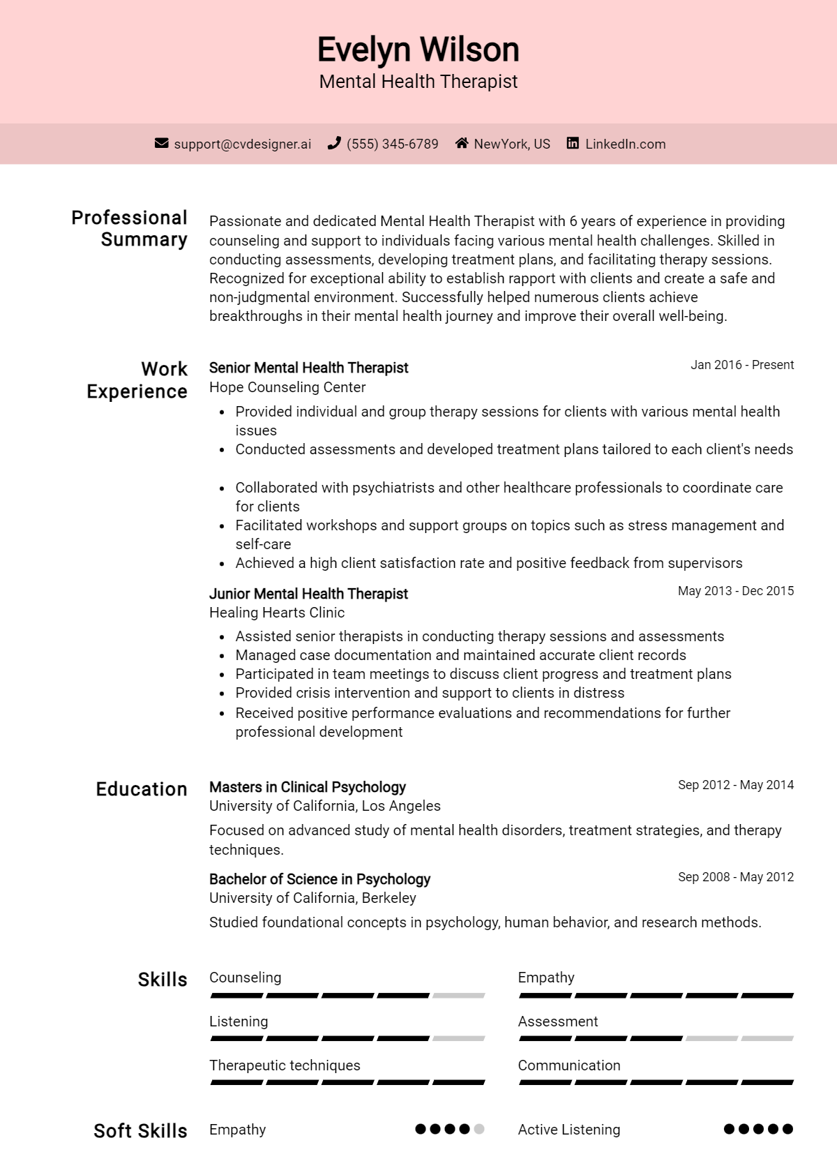 16 Mental Health Therapist Resume Examples for 2026: How to Create a Professional CV Preview