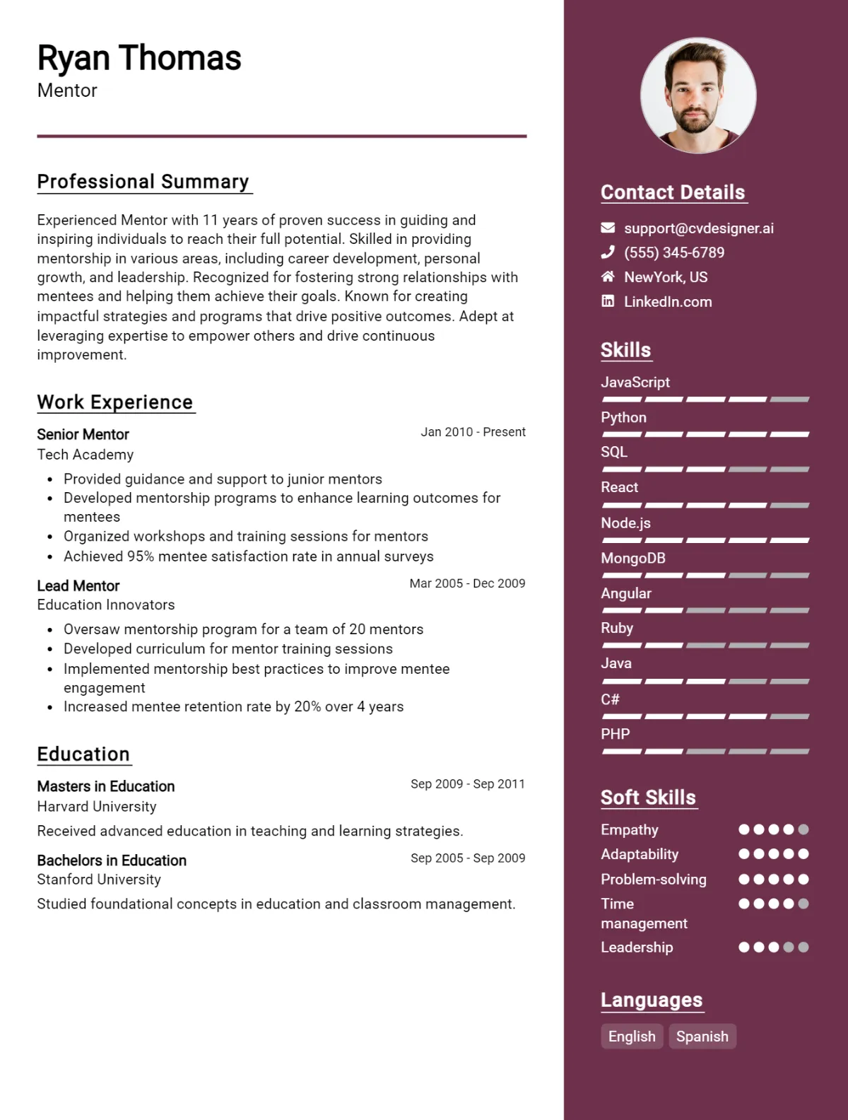 Mentor CV Example For 2026: Strategies & Templates Preview