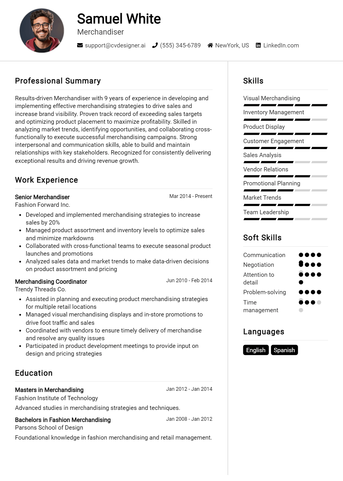 Merchandiser Resume Example for 2026: Free Downloadable Templates Preview