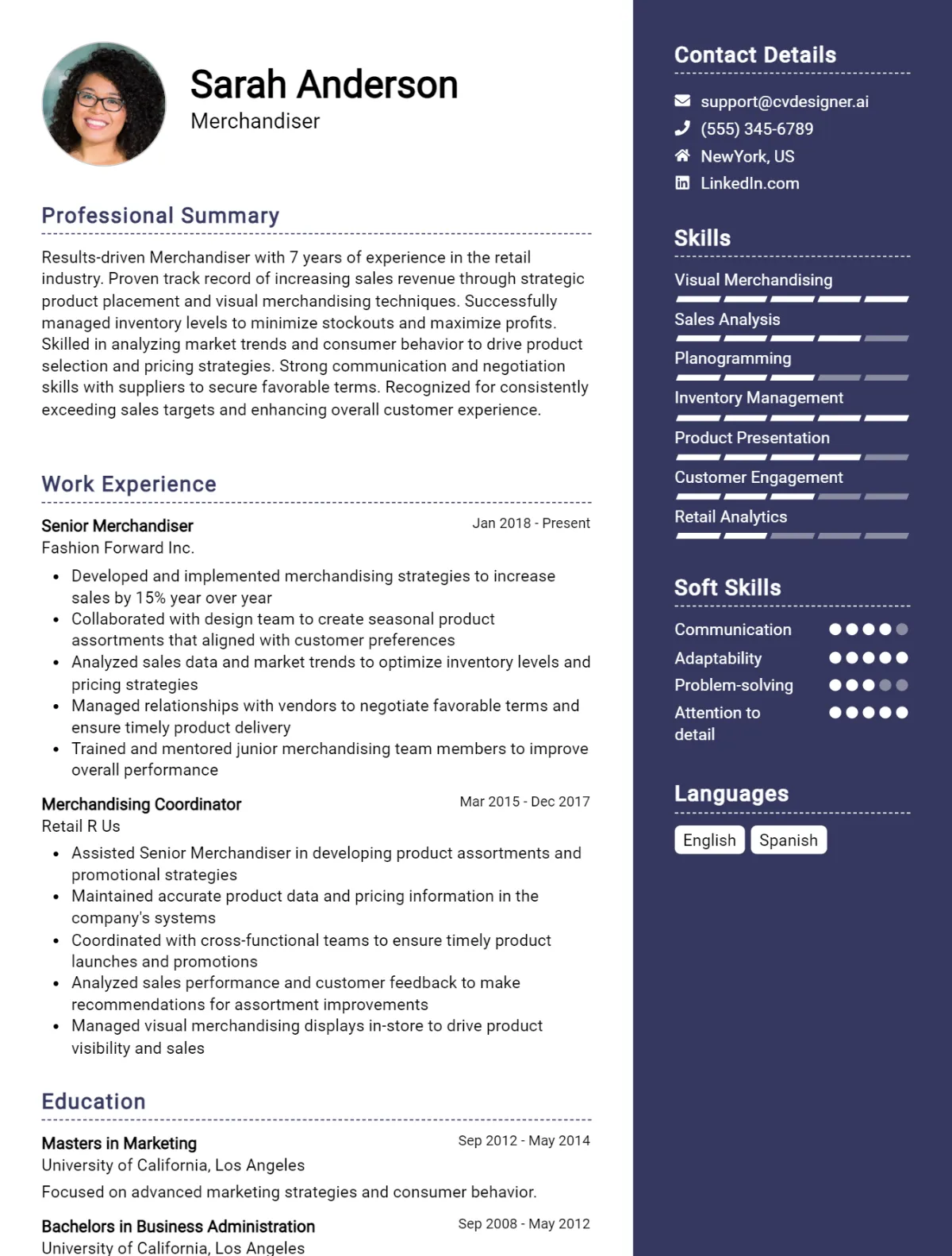 Merchandiser CV Example For 2026: Free Professional Templates Preview