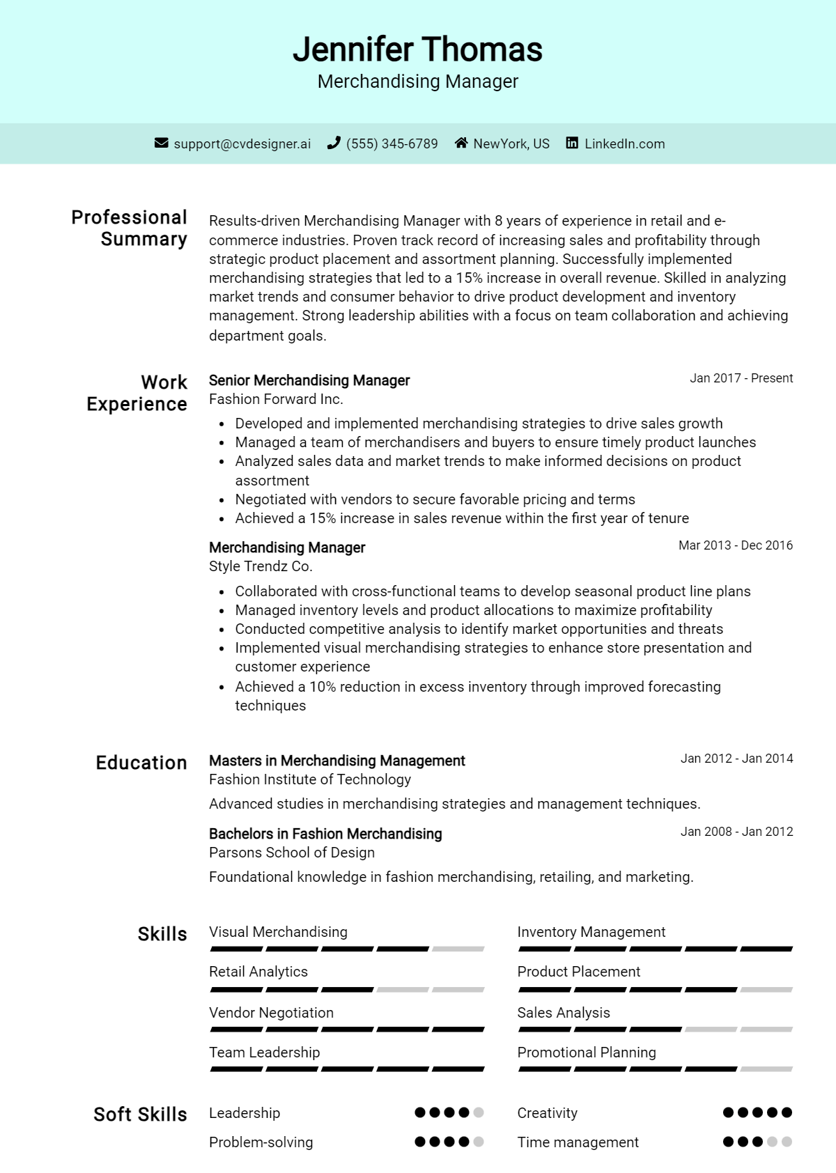Merchandising Manager Resume Example for 2026: Free Guide Preview