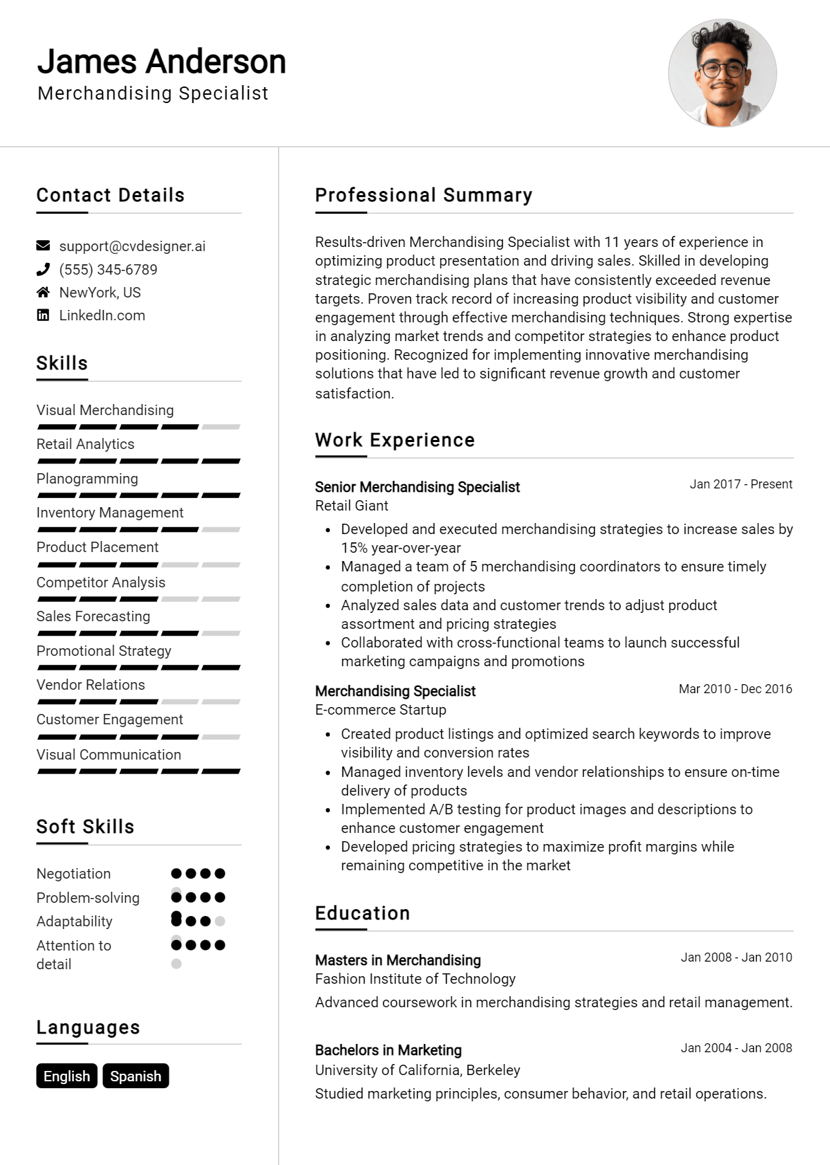 Merchandising Specialist Resume Example for 2026: Strategies & Templates Preview