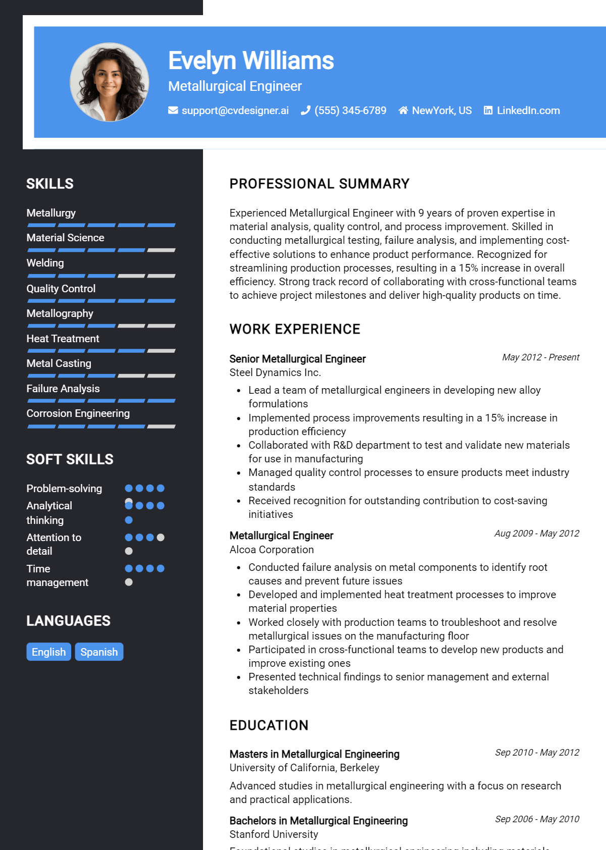 Metallurgical Engineer Resume Example for 2026: Tips to Stand Out Preview