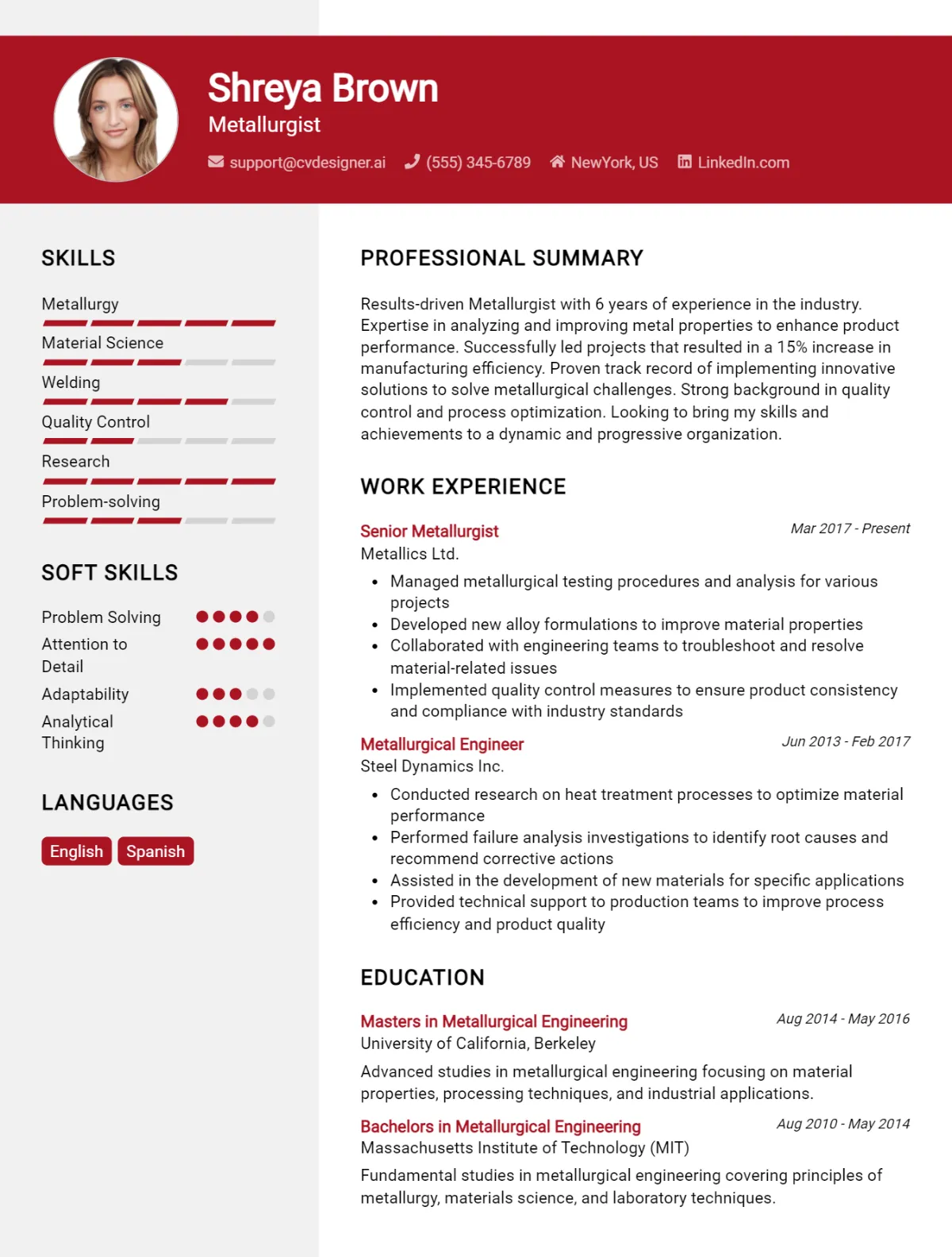 Metallurgist CV Example For 2026: Strategies & Templates Preview