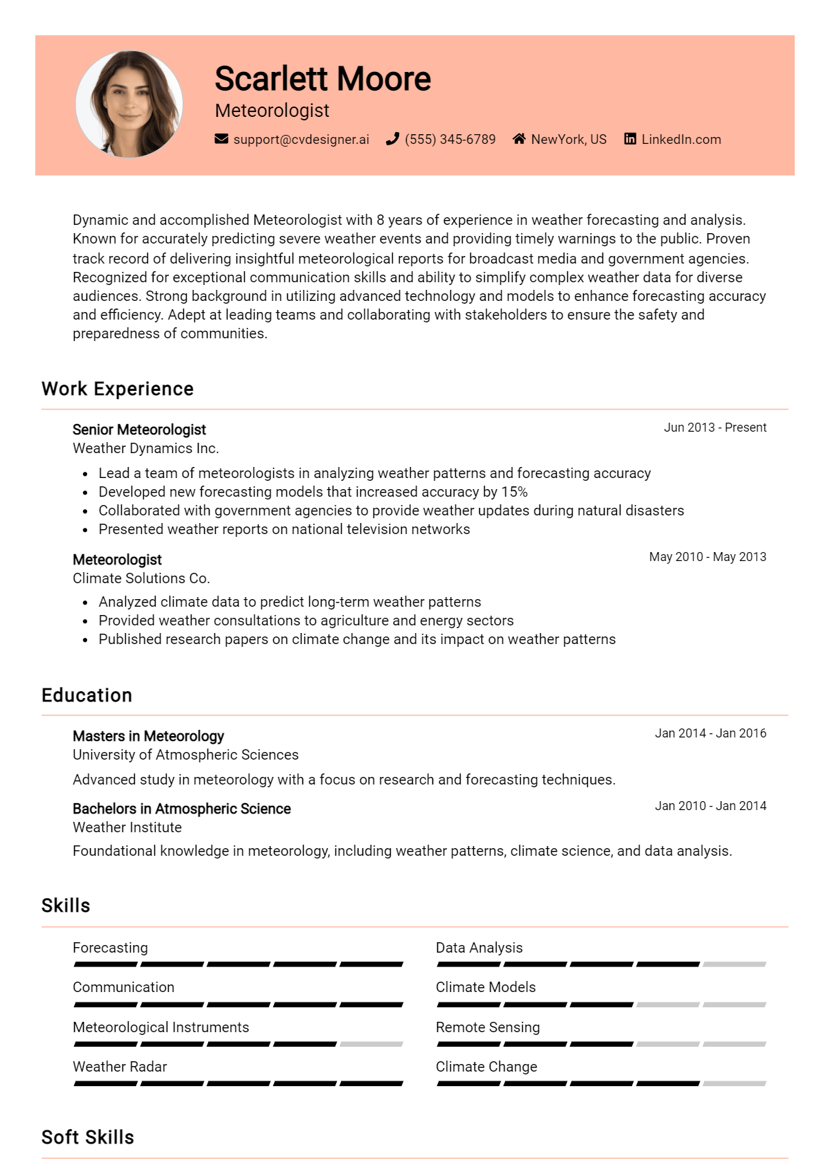 Meteorologist Resume Example for 2026: How to Craft a Winning CV Preview