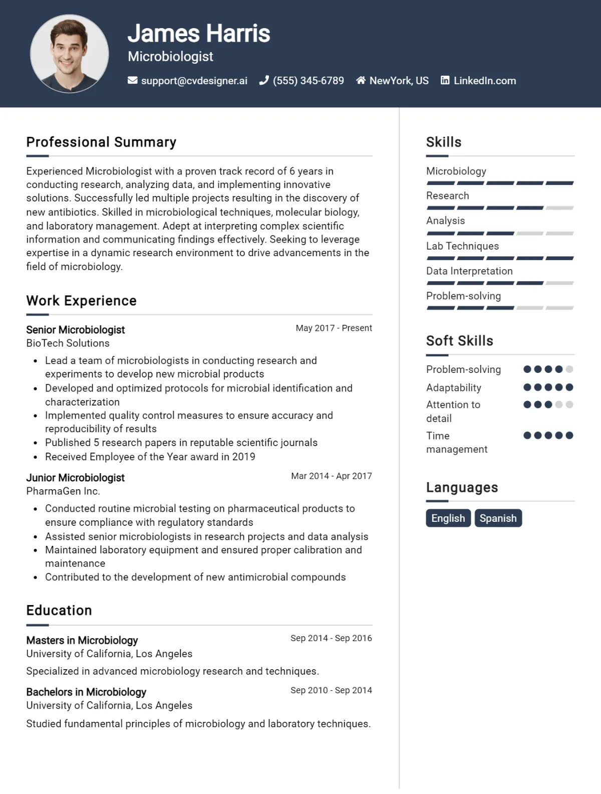 Microbiologist CV Example For 2026: Tips to Stand Out Preview
