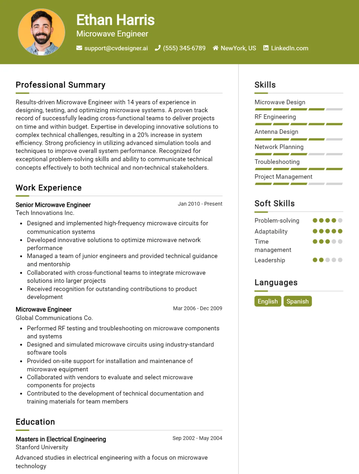Microwave Engineer CV Example For 2026: Top Tips & Samples Preview