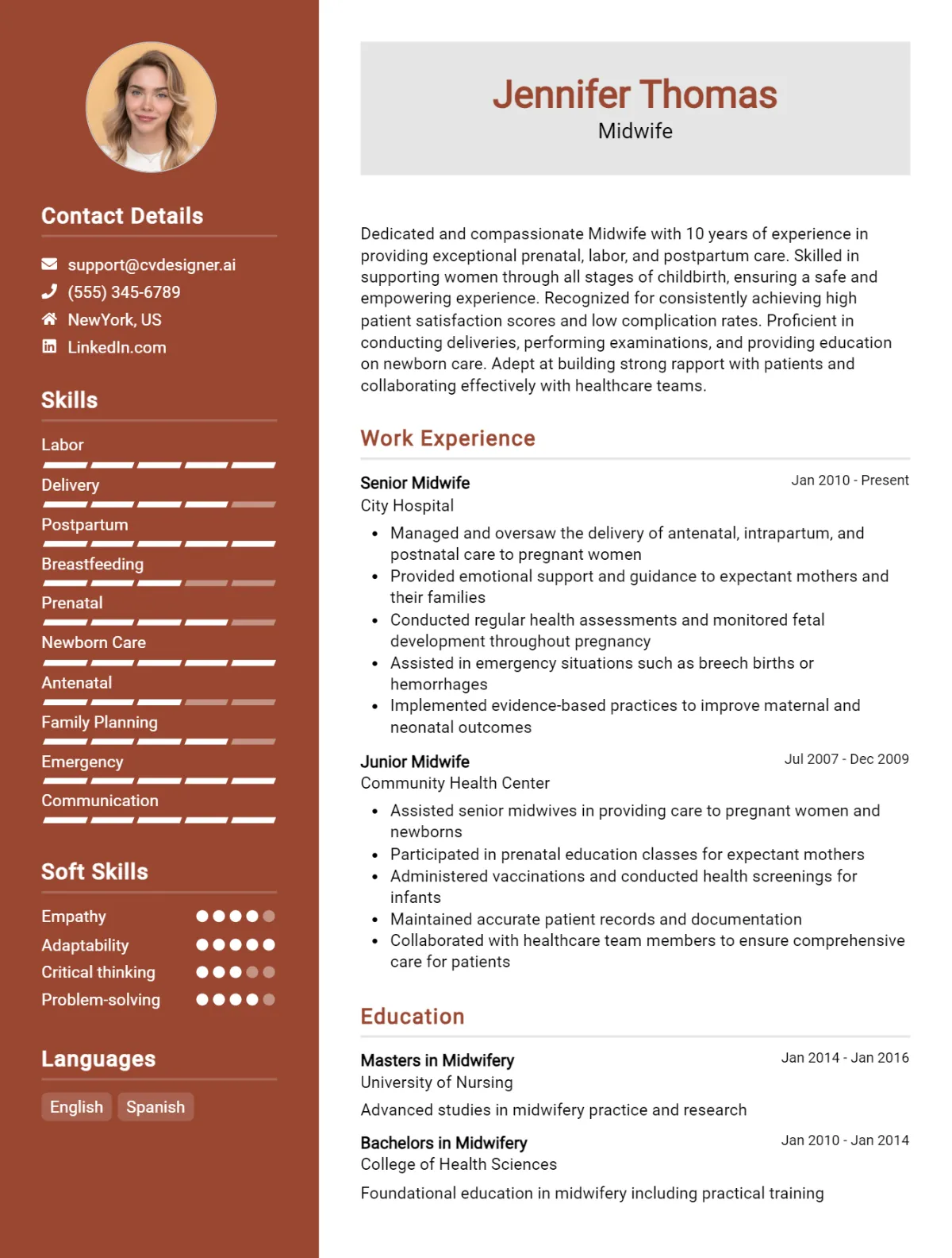 Midwife CV Example For 2026: Free Downloadable Templates Preview