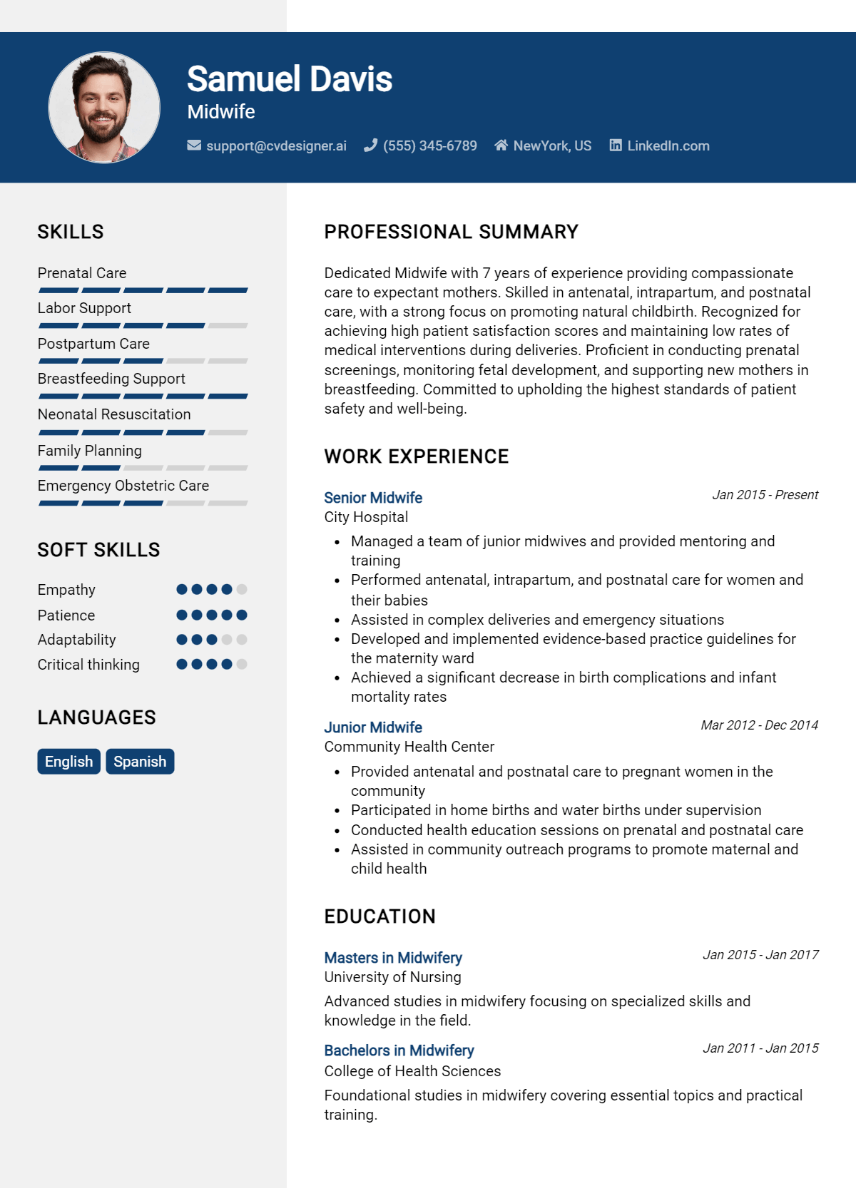 Midwife Resume Example for 2026: Free Professional Templates Preview