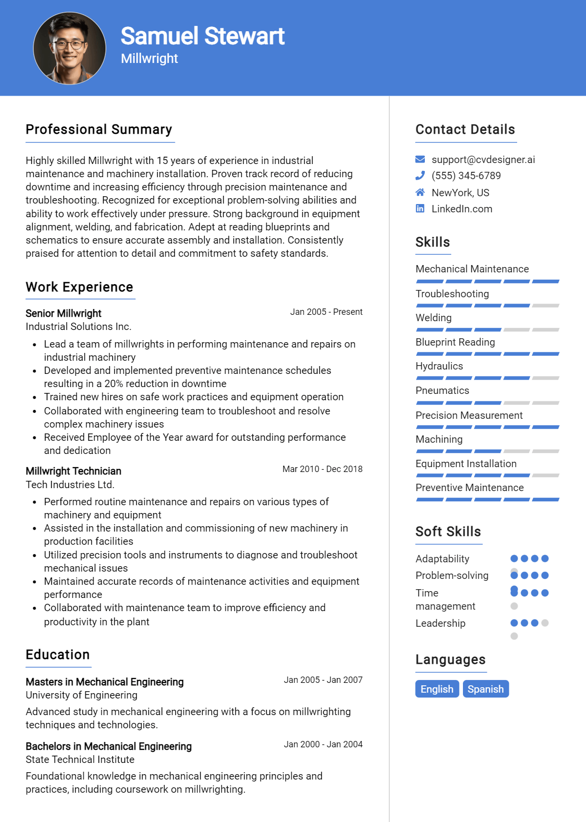 Millwright Resume Example for 2026: How to Create a Professional CV Preview