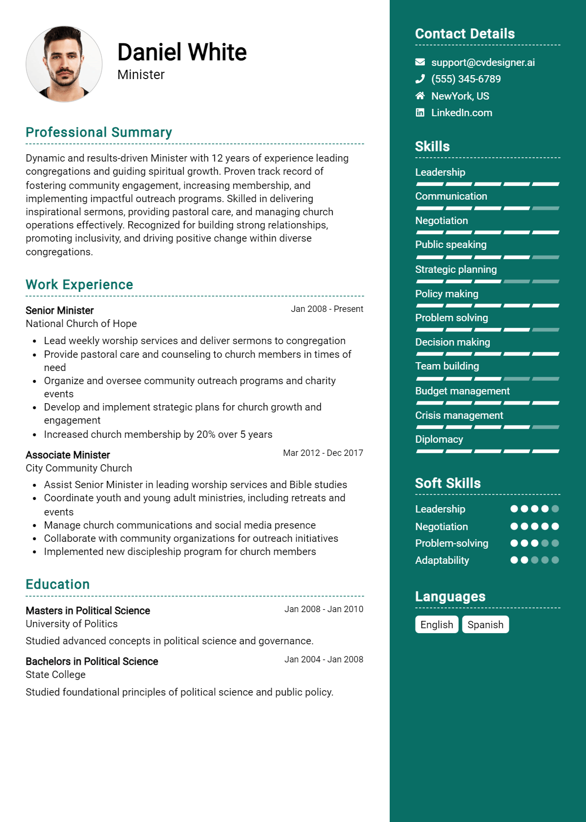 Minister Resume Example for 2026: How to Create a Professional CV Preview