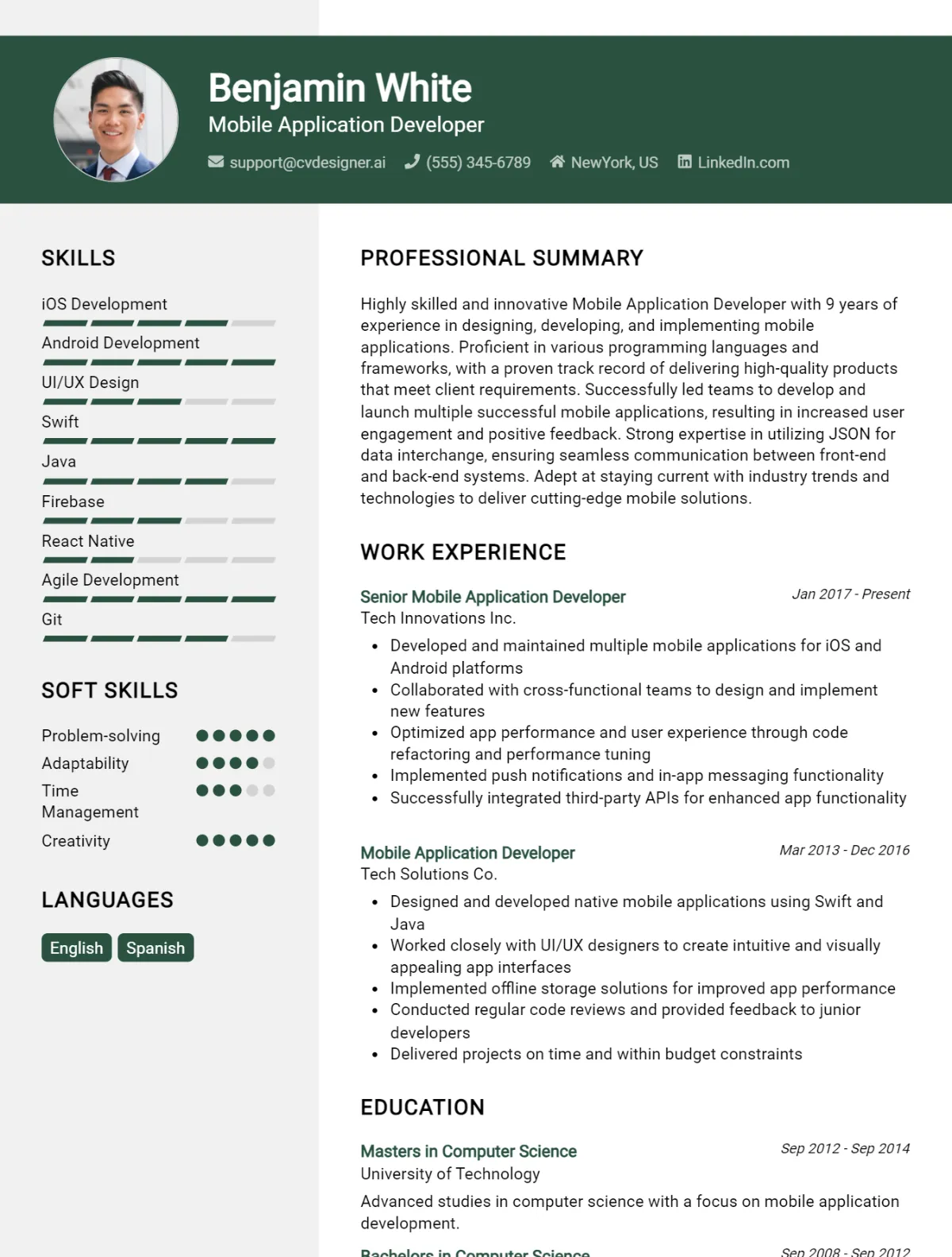 Mobile Application Developer CV Example For 2026: Samples & Best Practices Preview