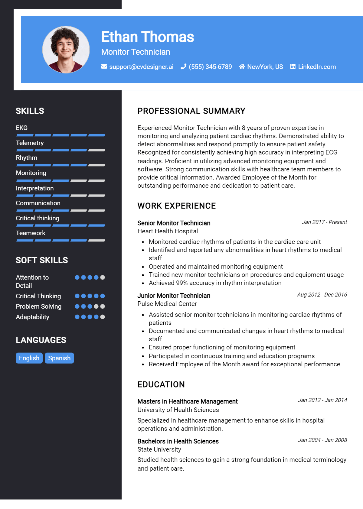 Monitor Technician Resume Example for 2026: Best Formatting Tips Preview