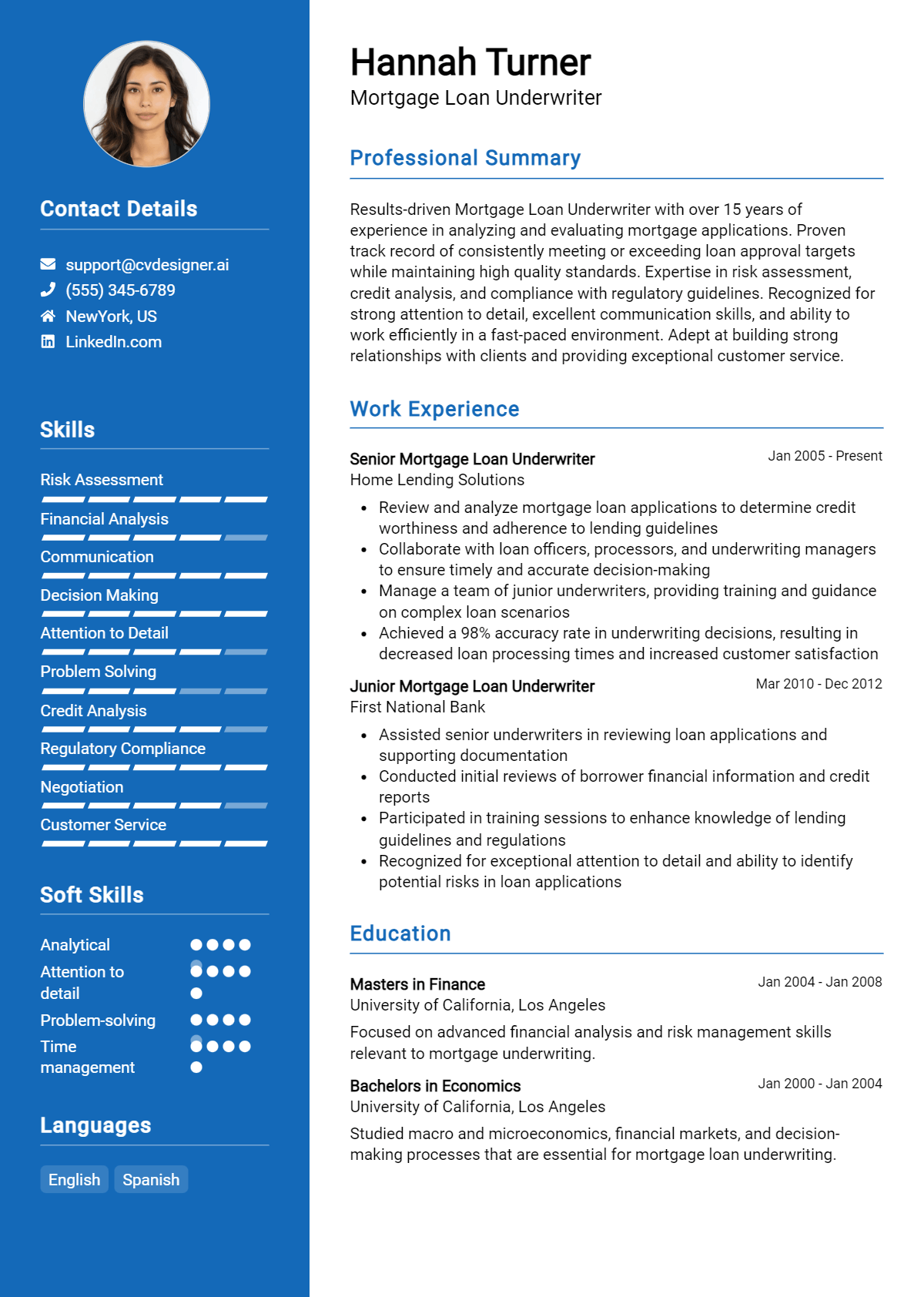 Mortgage Loan Underwriter Resume Example for 2026: How to Craft a Winning CV Preview