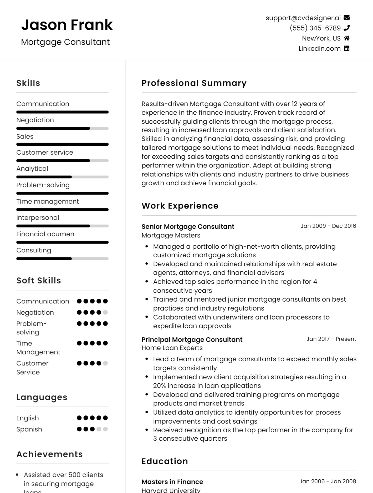 10 Mortgage Consultant CV Examples For 2026: Top Tips & Samples Preview