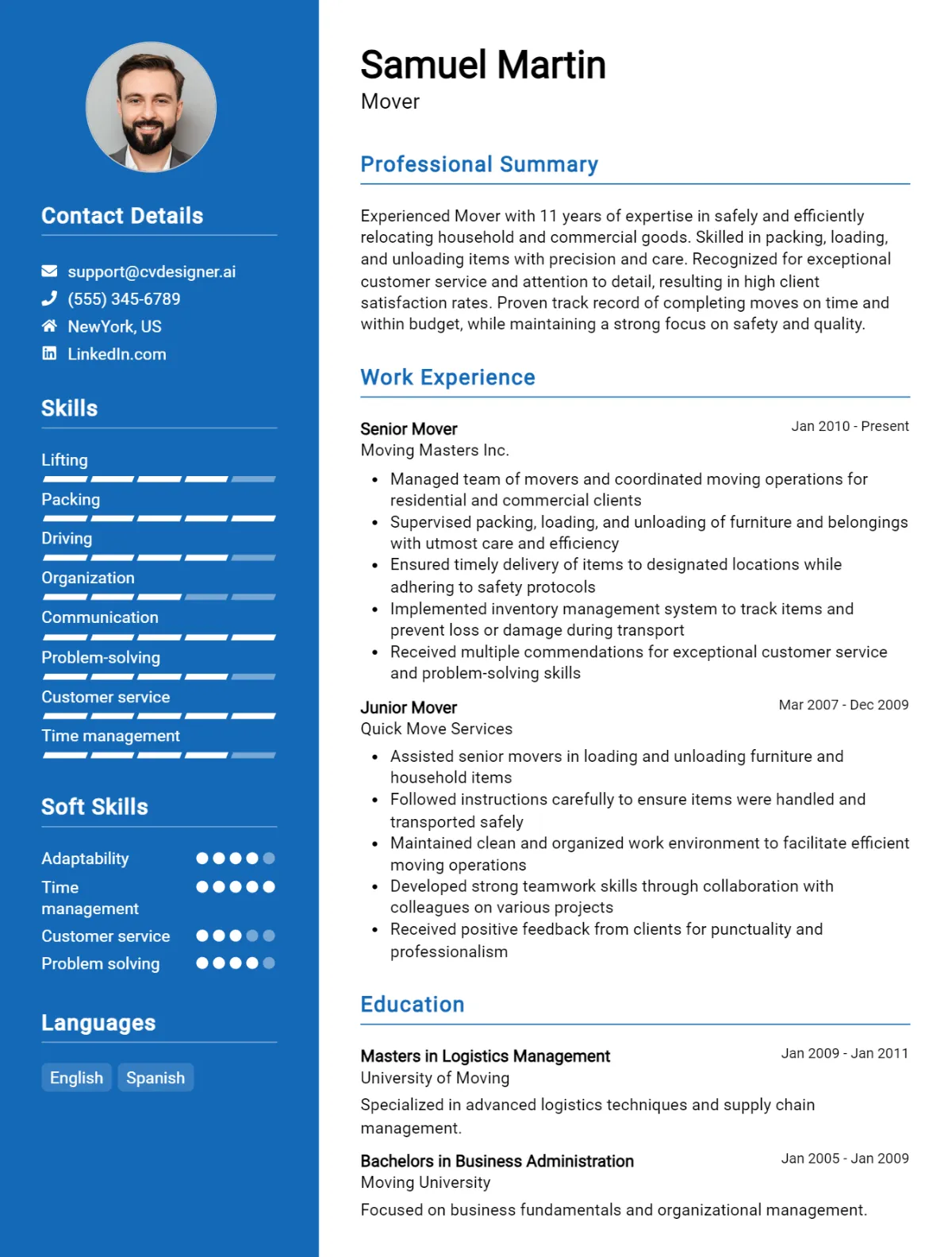 Mover CV Example For 2026: Top CV Skills Preview