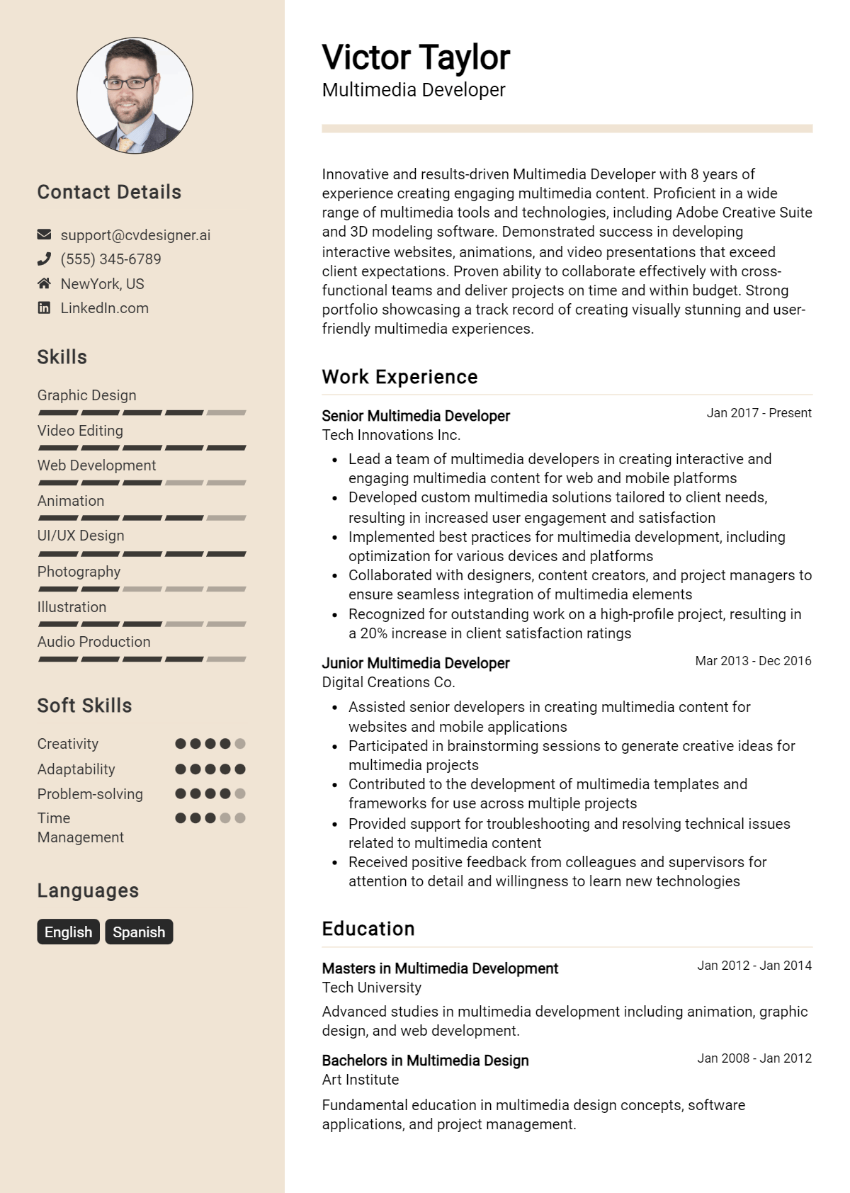 Multimedia Developer Resume Example for 2026: Effective Tips Preview