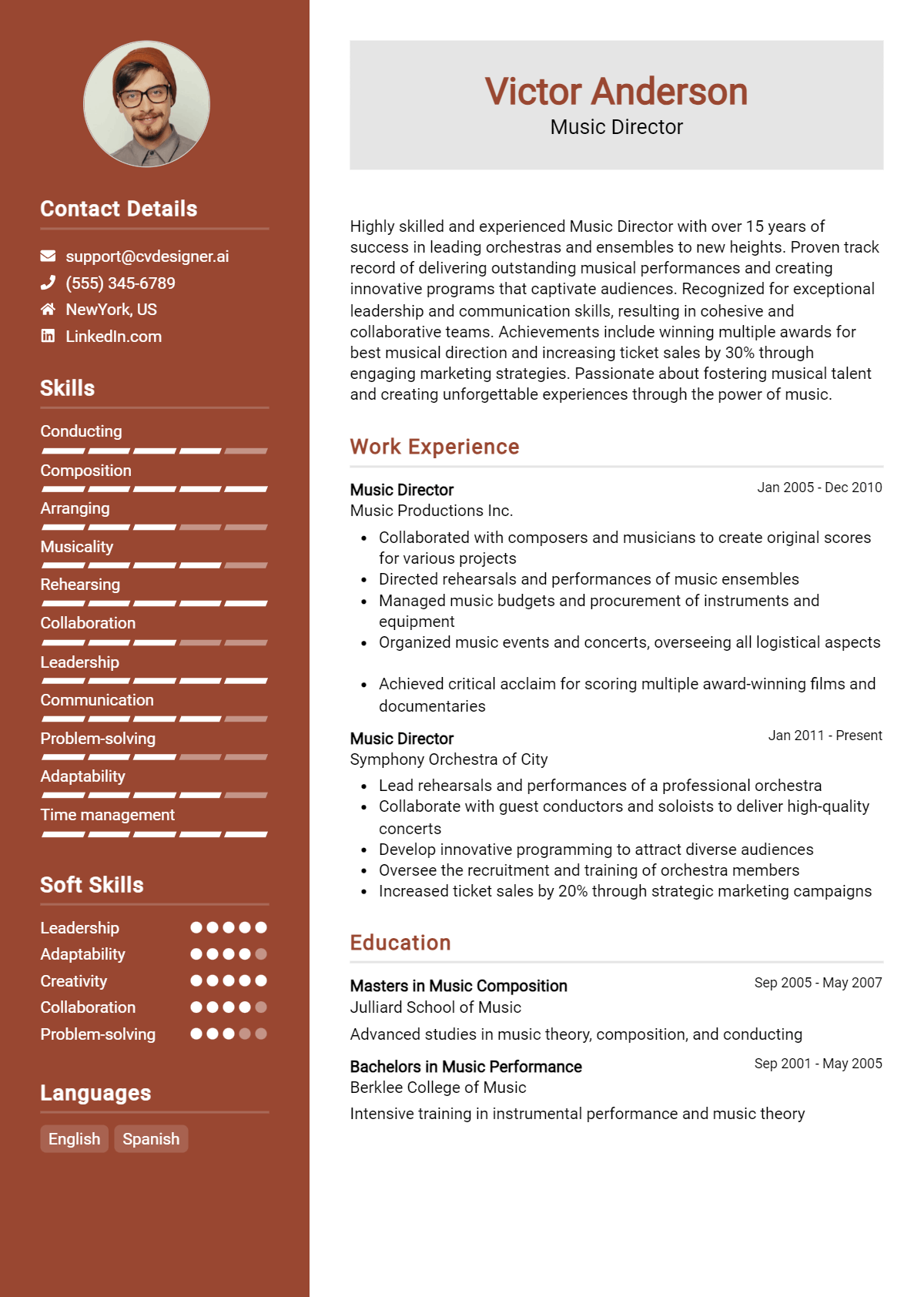 Music Director Resume Example for 2026: Free Templates Preview