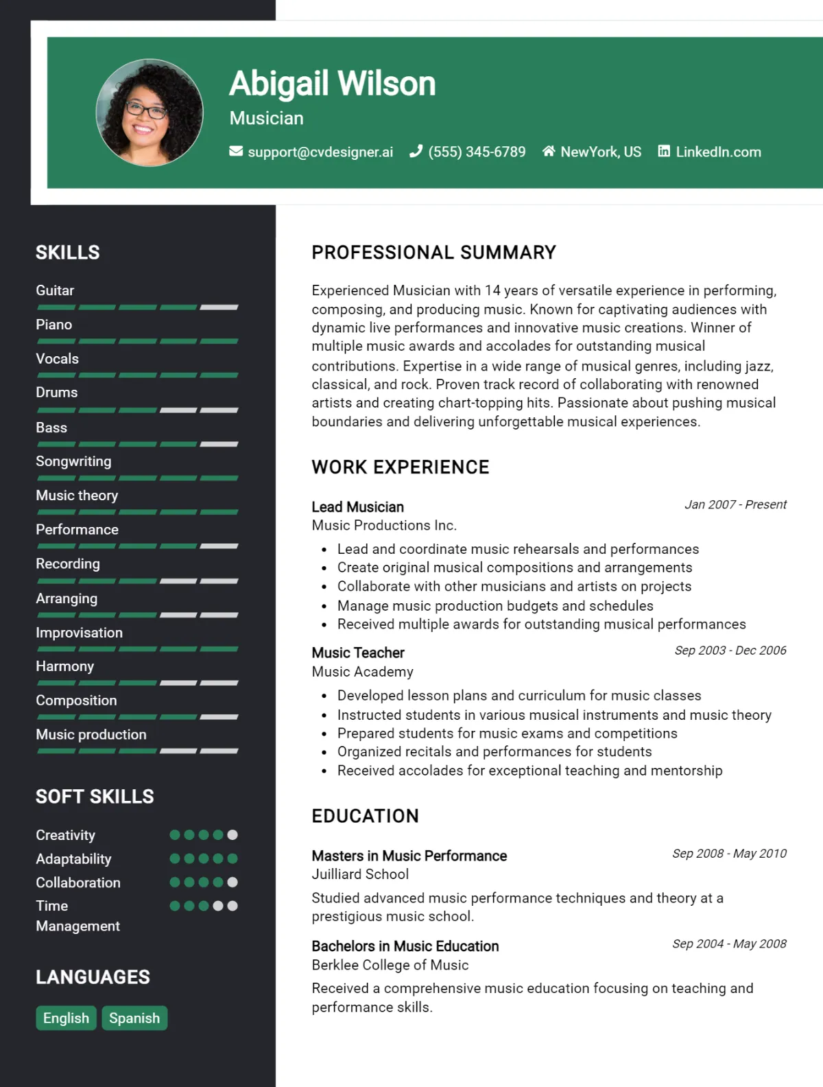 Musician CV Example For 2026: Samples & Best Practices Preview