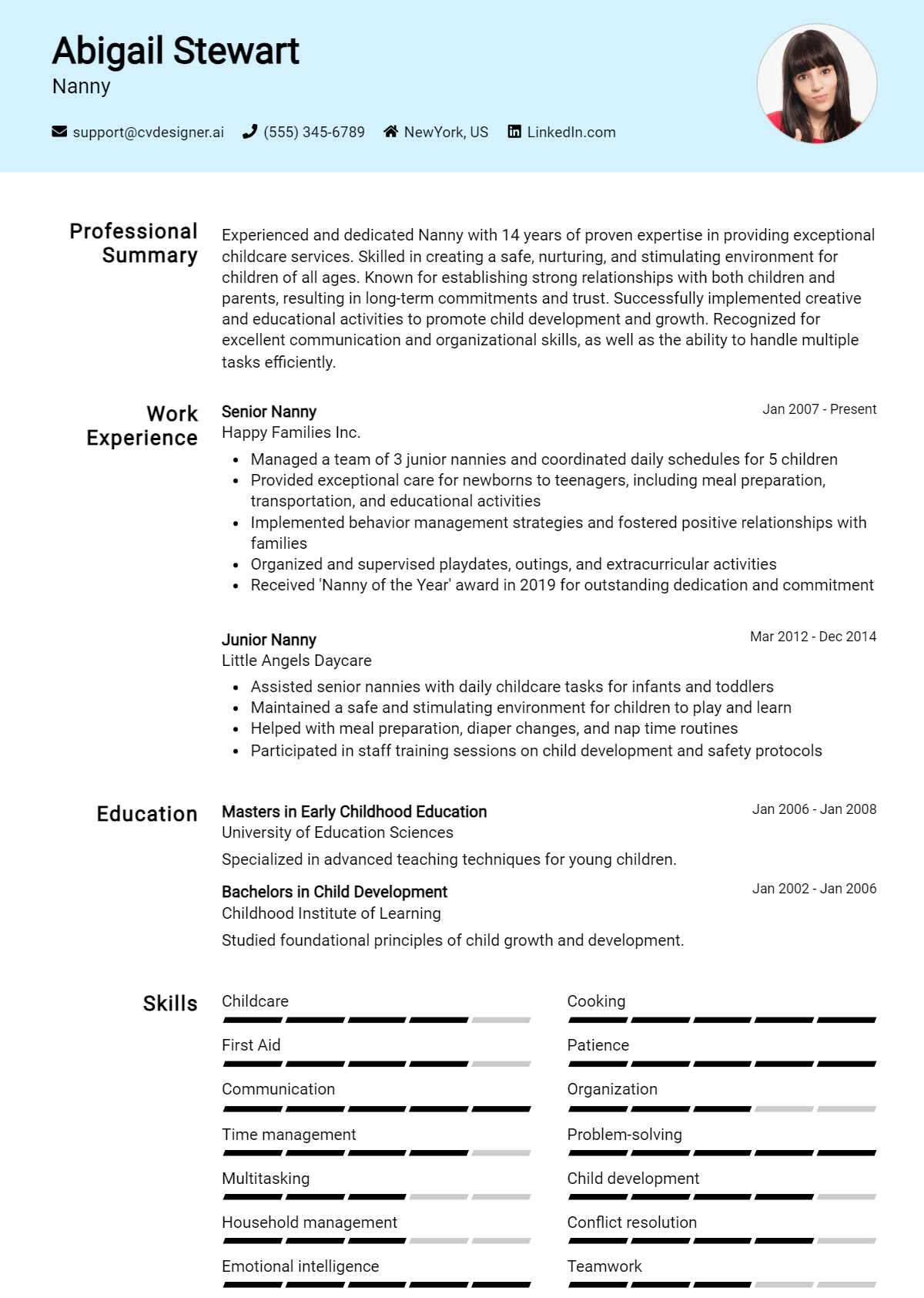 Nanny Resume Example for 2026: Best Writing Guide Preview