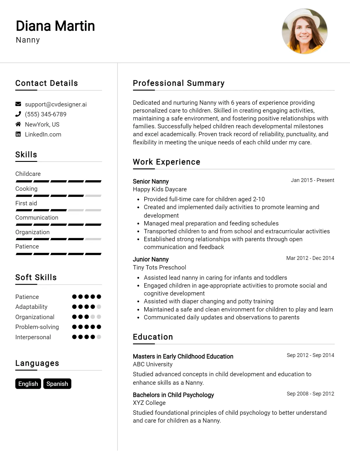 6 Nanny CV Examples And Free Downloadable Templates For 2026 Preview