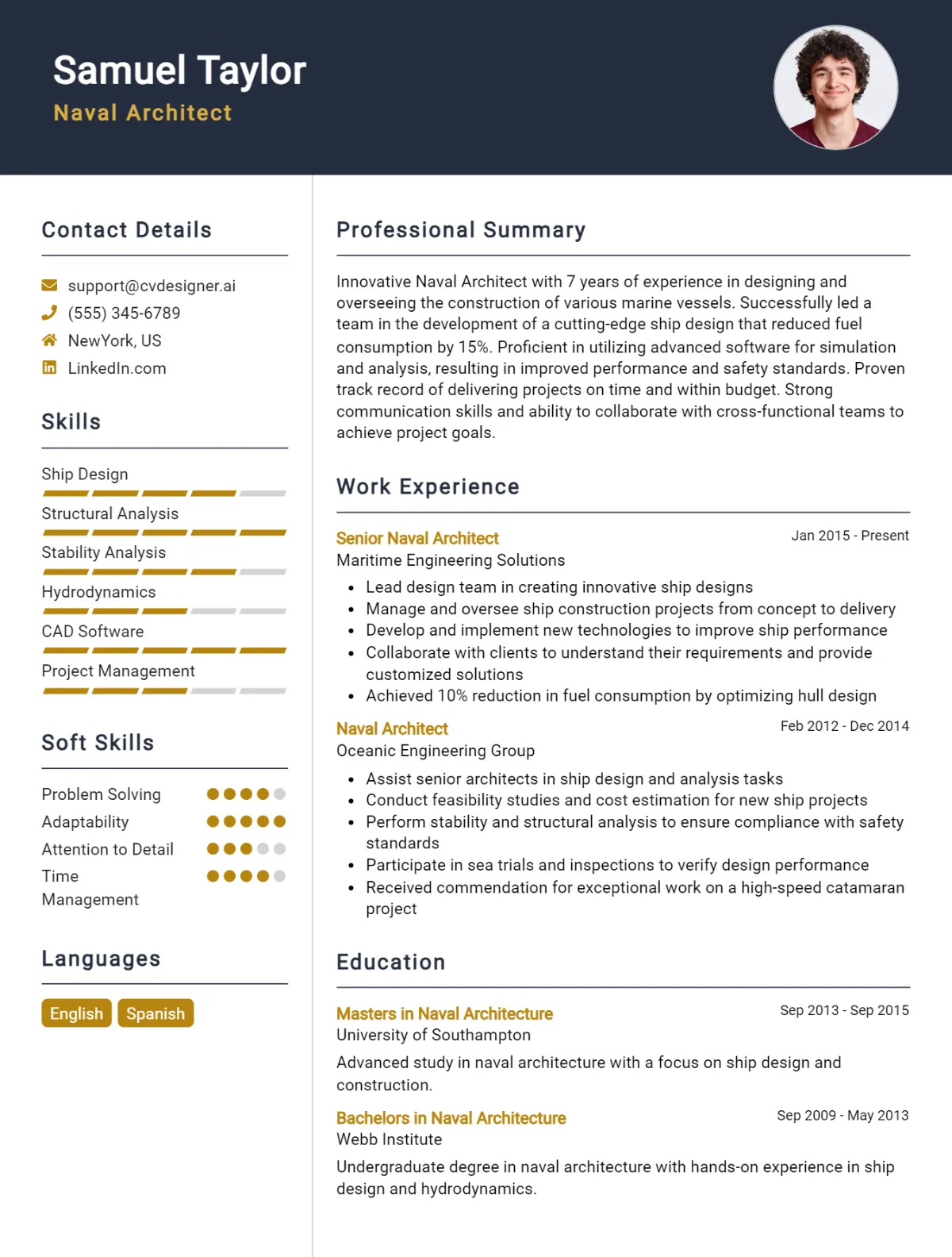 Naval Architect CV Example For 2026: How to Craft a Winning CV Preview