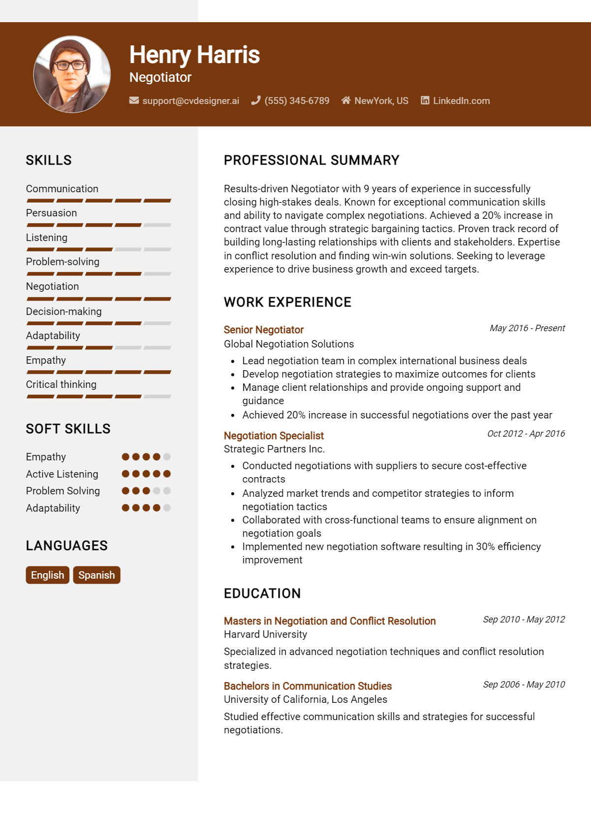 Negotiator Resume Example for 2026: Effective Tips Preview
