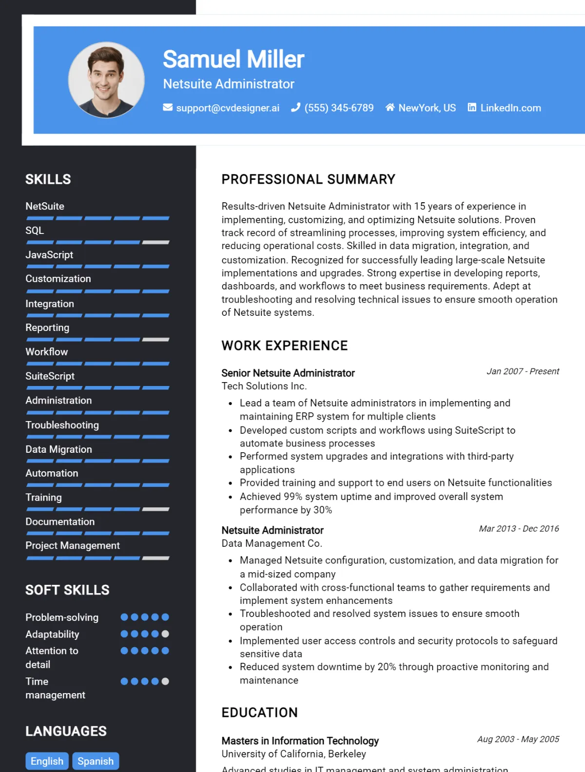 Netsuite Administrator CV Example For 2026: Best Formatting Tips Preview