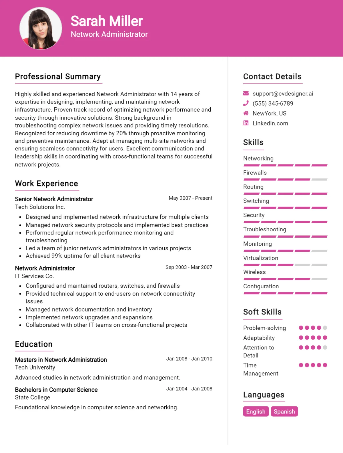 Network Administrator CV Example For 2026: Tips & Templates Preview