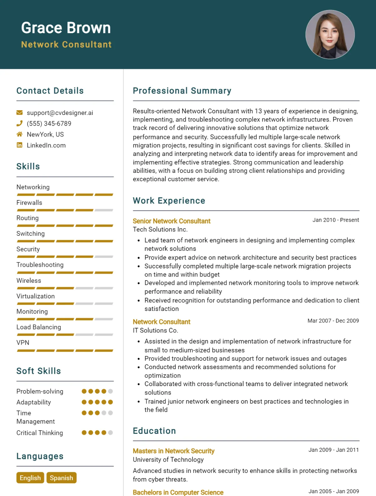 Network Consultant CV Example For 2026: Expert Tips & Templates Preview
