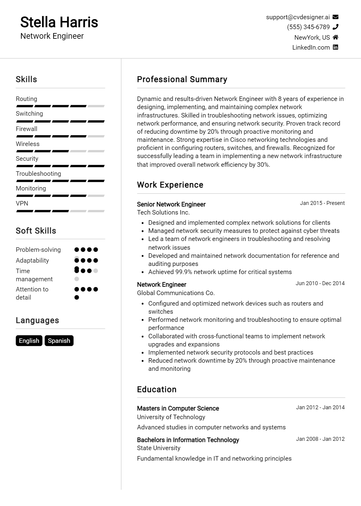 18 Network Engineer Resume Examples And Templates for 2026 Preview