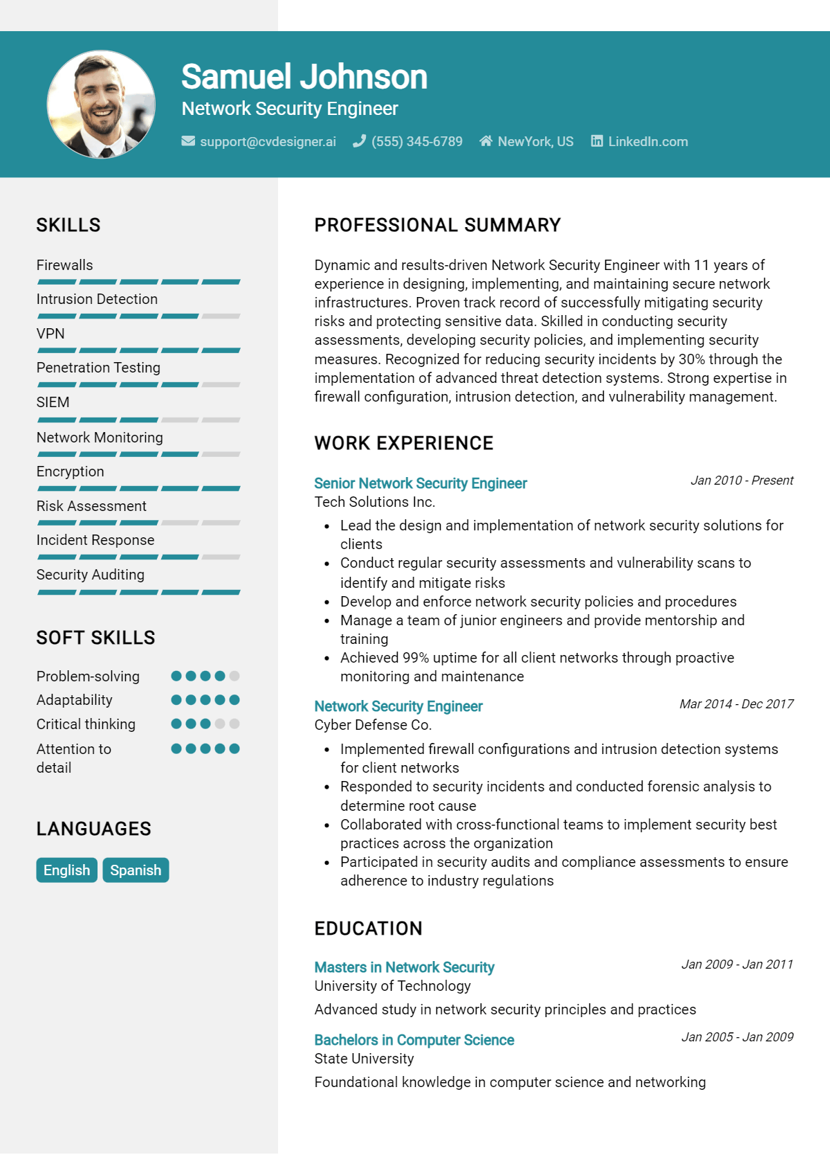 Network Security Engineer Resume Example for 2026: Downloadable Templates Preview