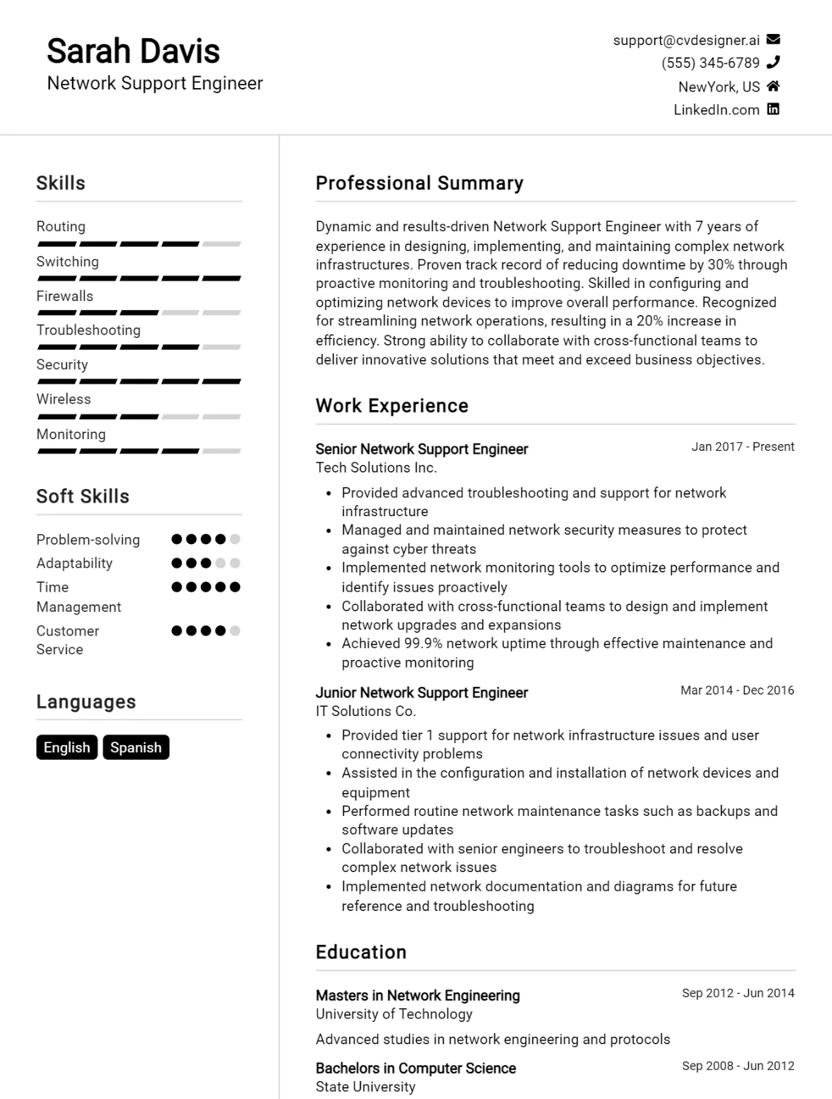14 Network Support Engineer CV Examples For 2026: Top CV Skills Preview