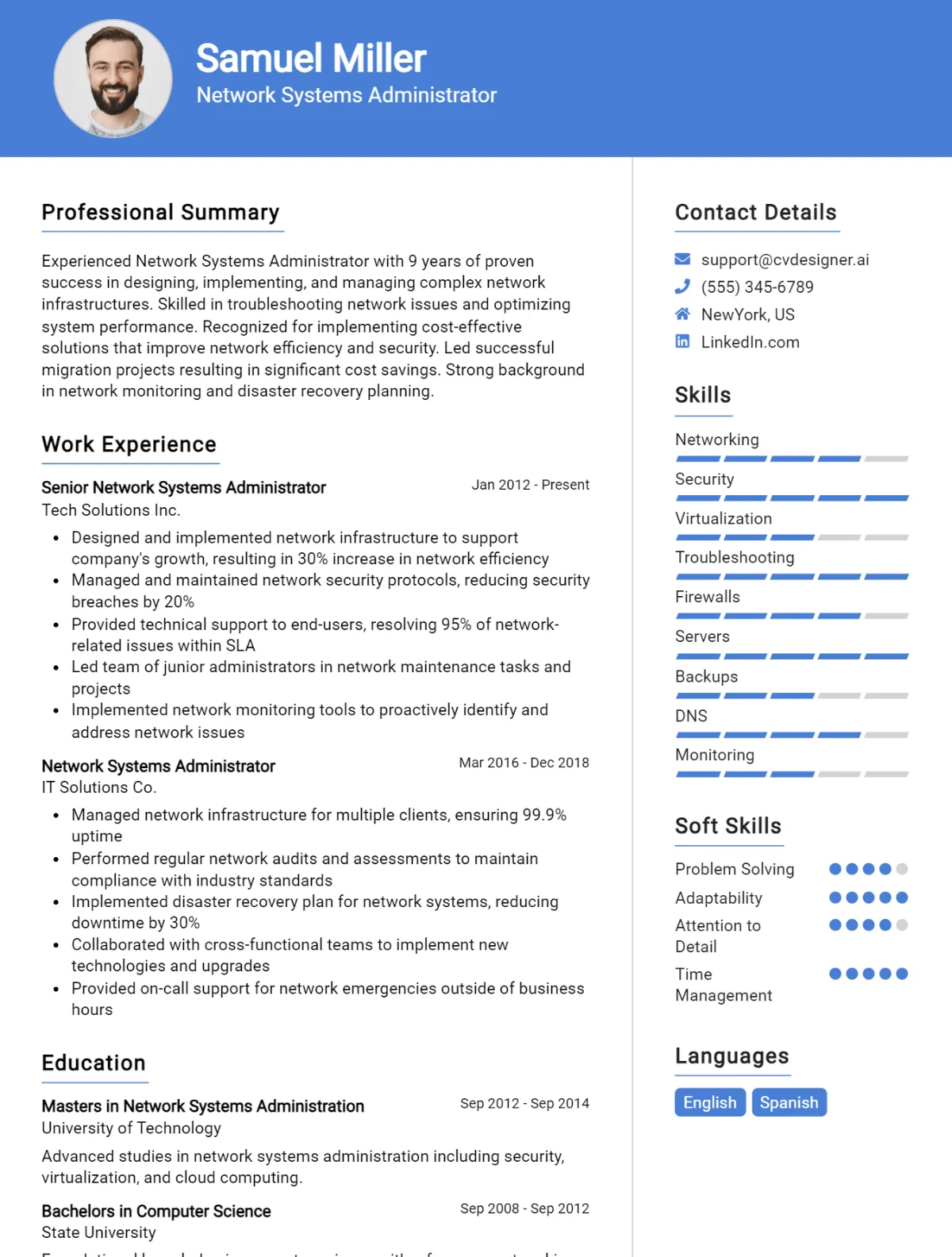12 Network Systems Administrator CV Examples And Templates For 2026 Preview