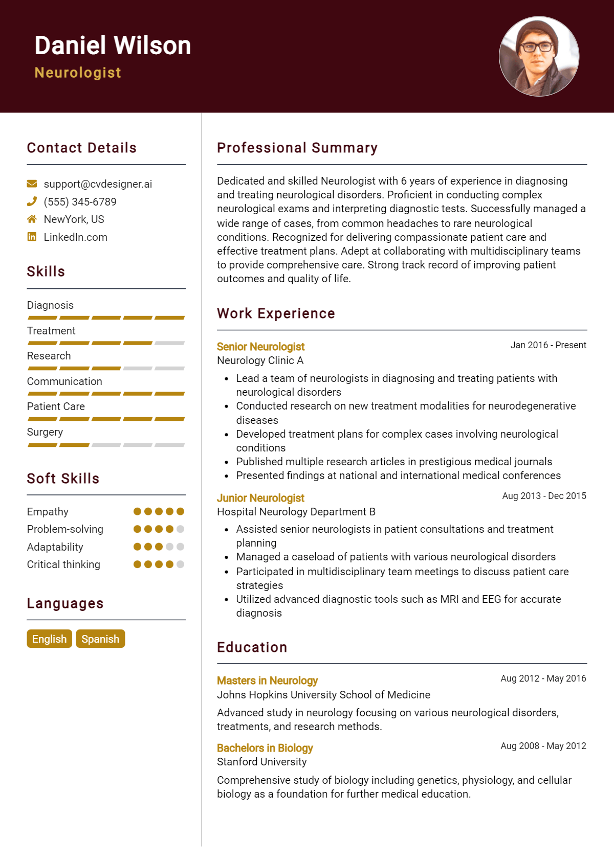Neurologist Resume Example for 2026: Proven Tips & Templates Preview