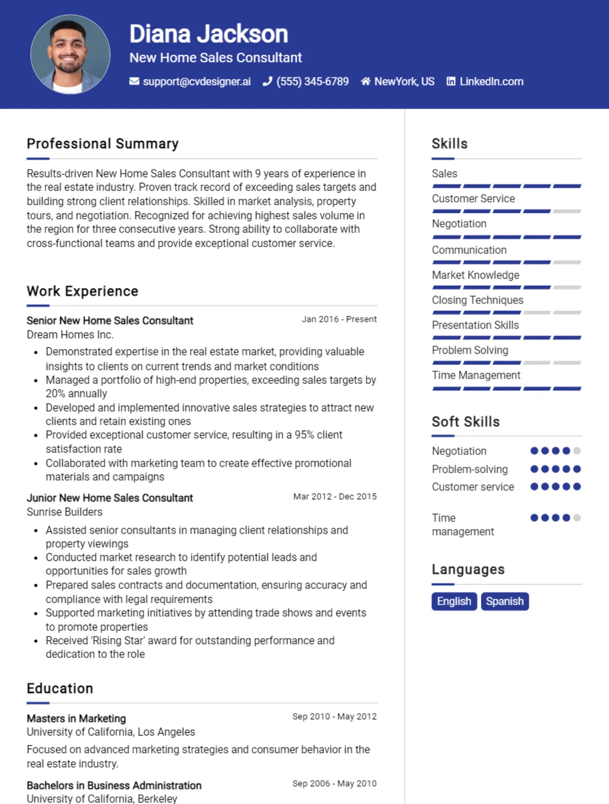 New Home Sales Consultant CV Example For 2026: Samples & Best Practices Preview