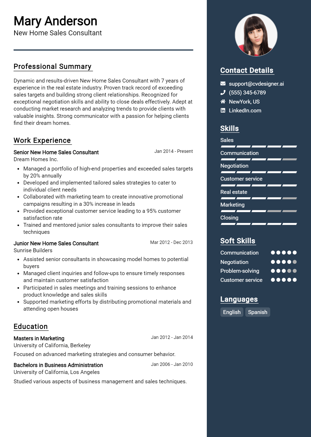 New Home Sales Consultant Resume Example for 2026: Downloadable Templates Preview