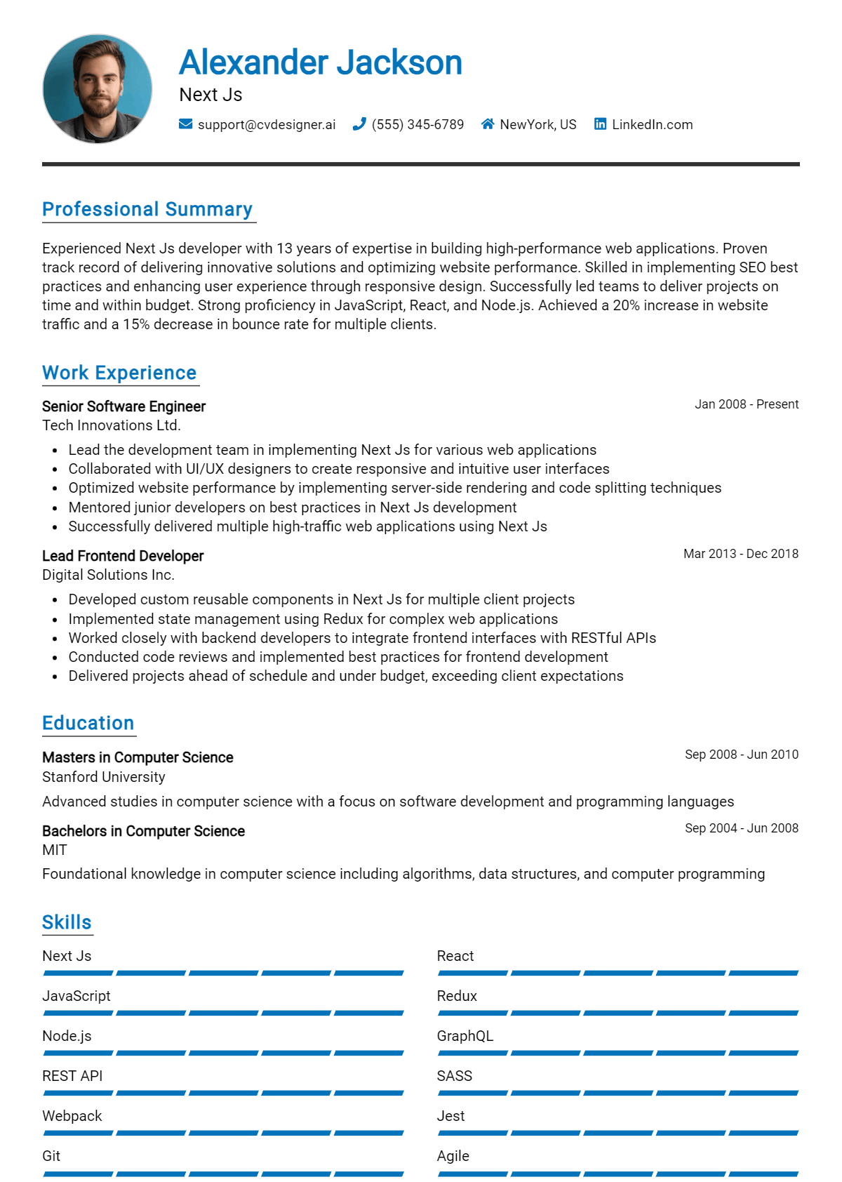 14 Next JS Developer Resume Examples for 2026: Free Examples Preview