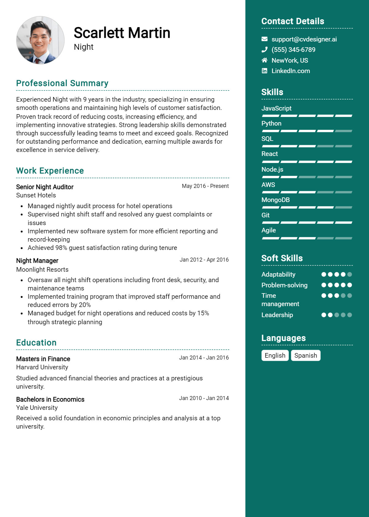 Night Resume Example for 2026: Top Templates Preview